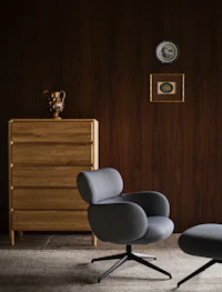 Blius Swivel Chair and Sumu Dresser