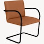 Brno Tubular Chair - Armchair, Volo Leather, Tobacco, Black