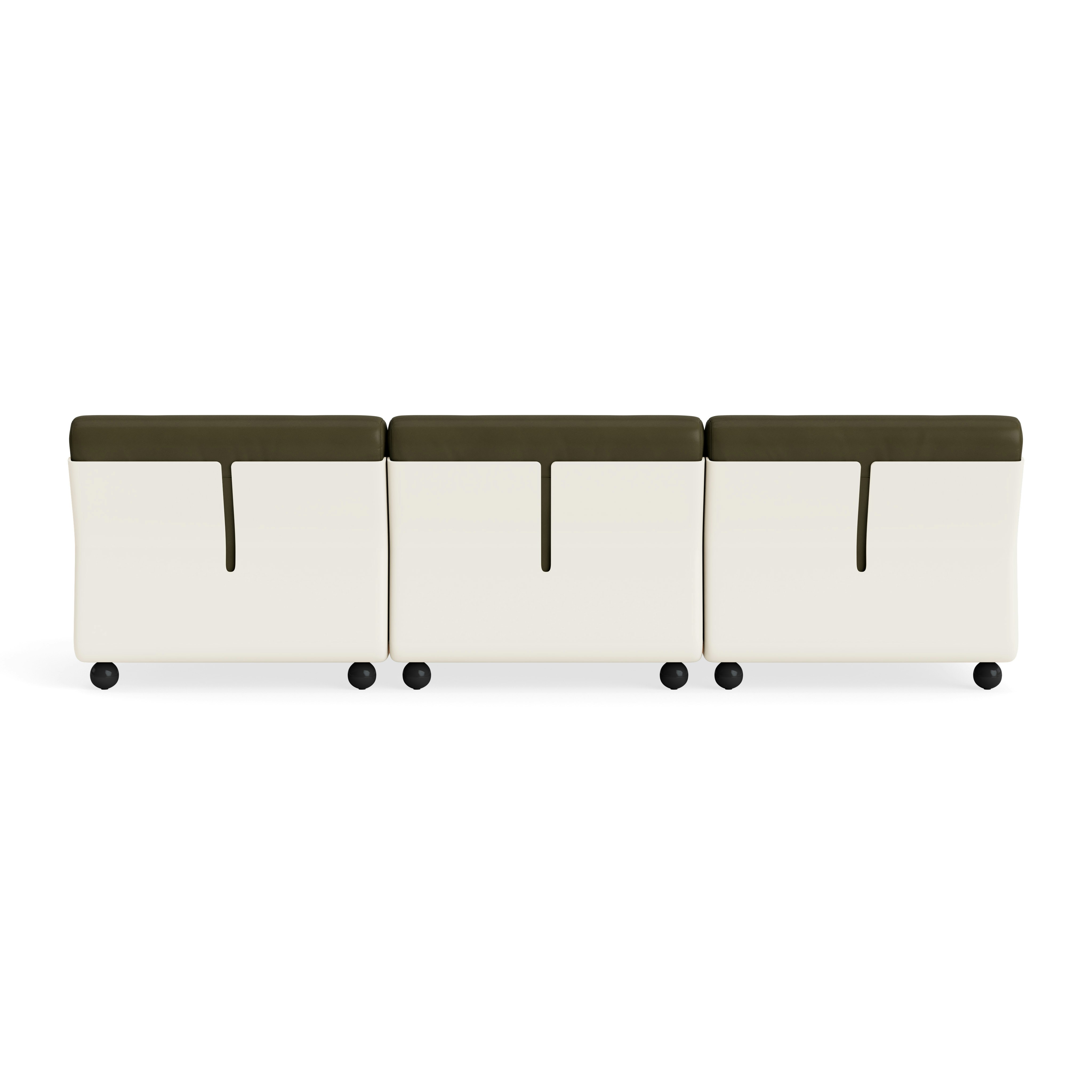 Amanta Sofa - Three Seater, Sense Leather, Forest Green, Cream Beige