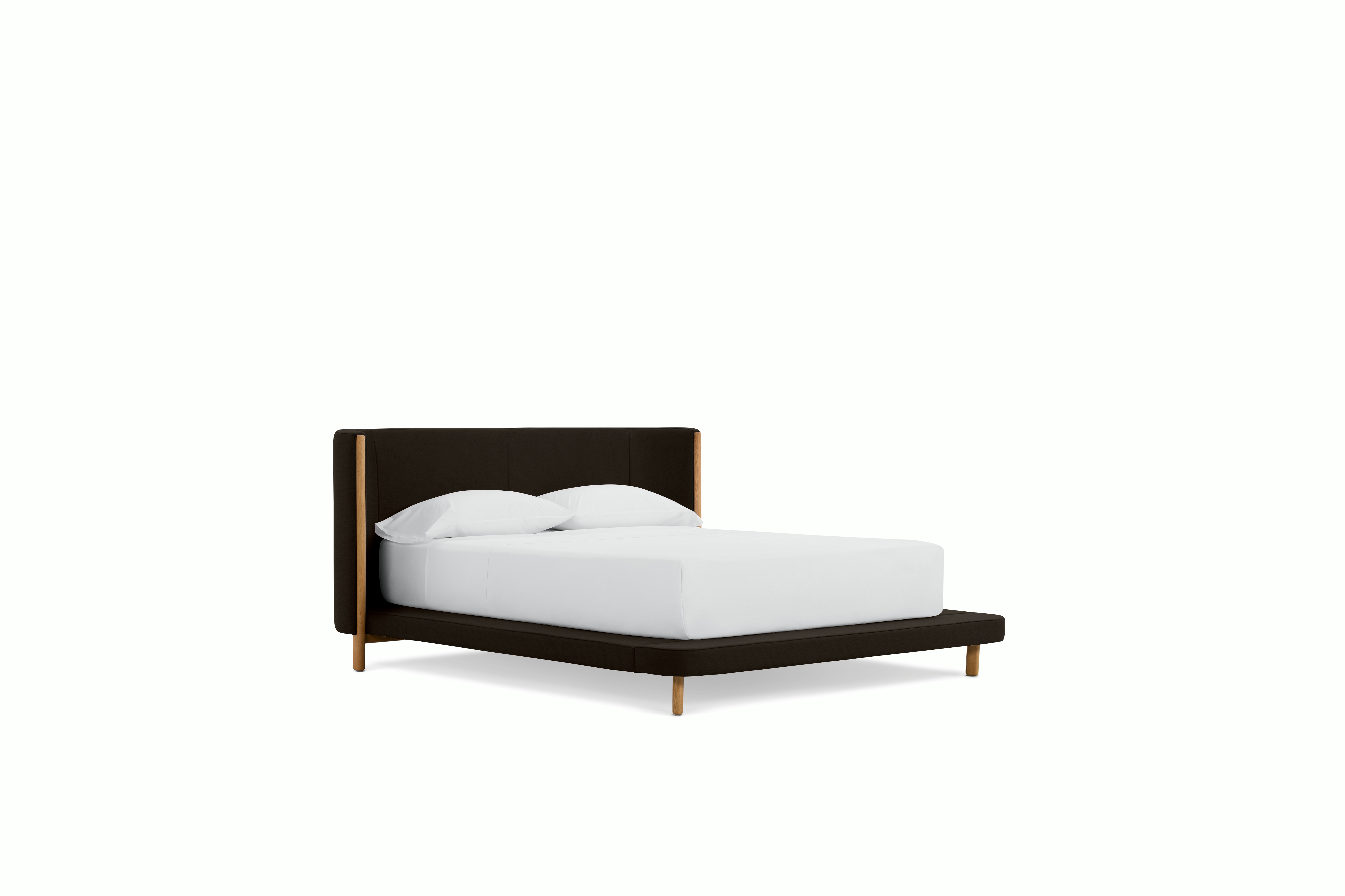 Emmy Bed - Tall, Queen, Oak, Crypton Sintra Velvet, Mink