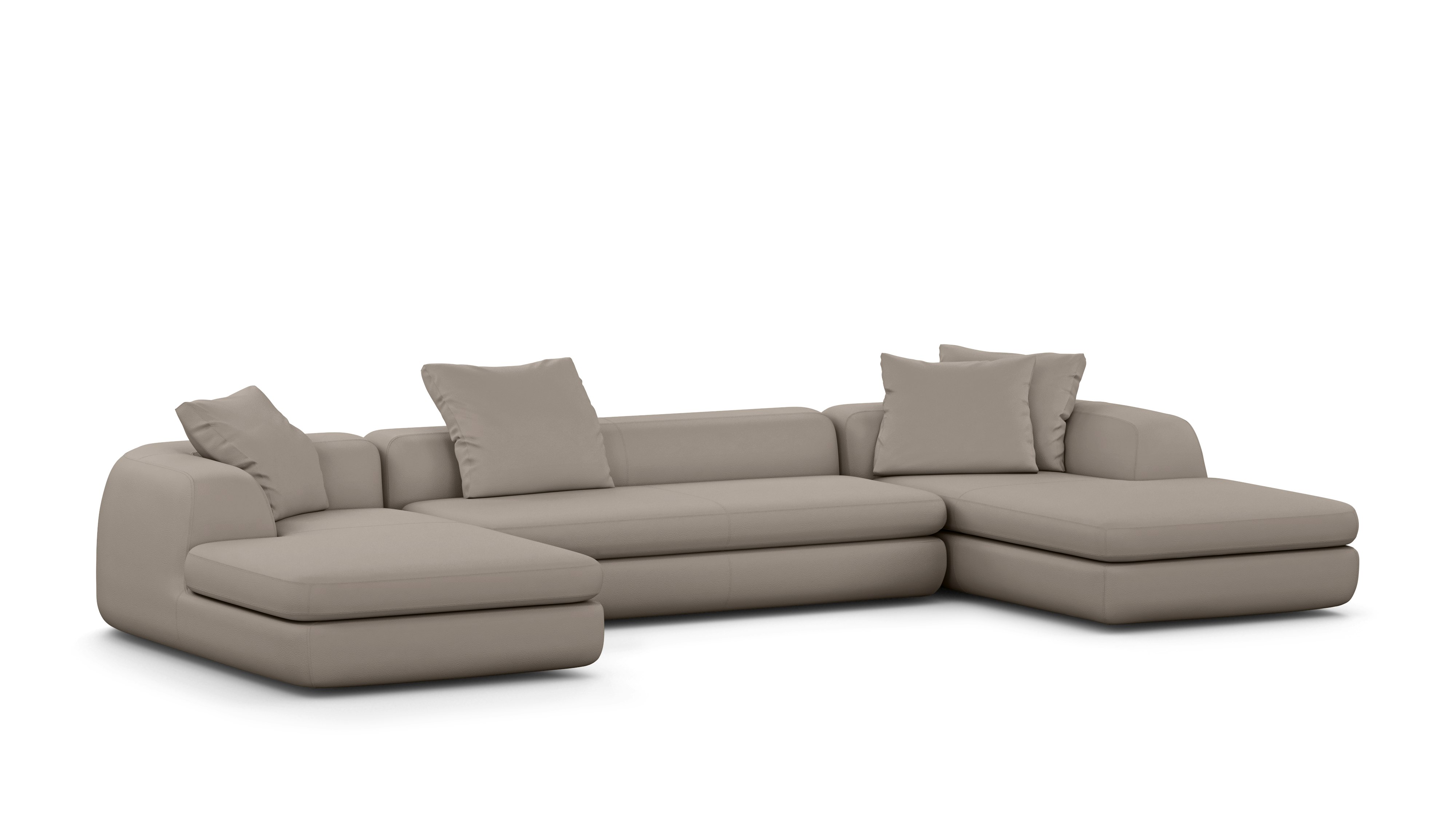 A Atlason Americano Double Chaise Sectional in lute Viewed from the front.