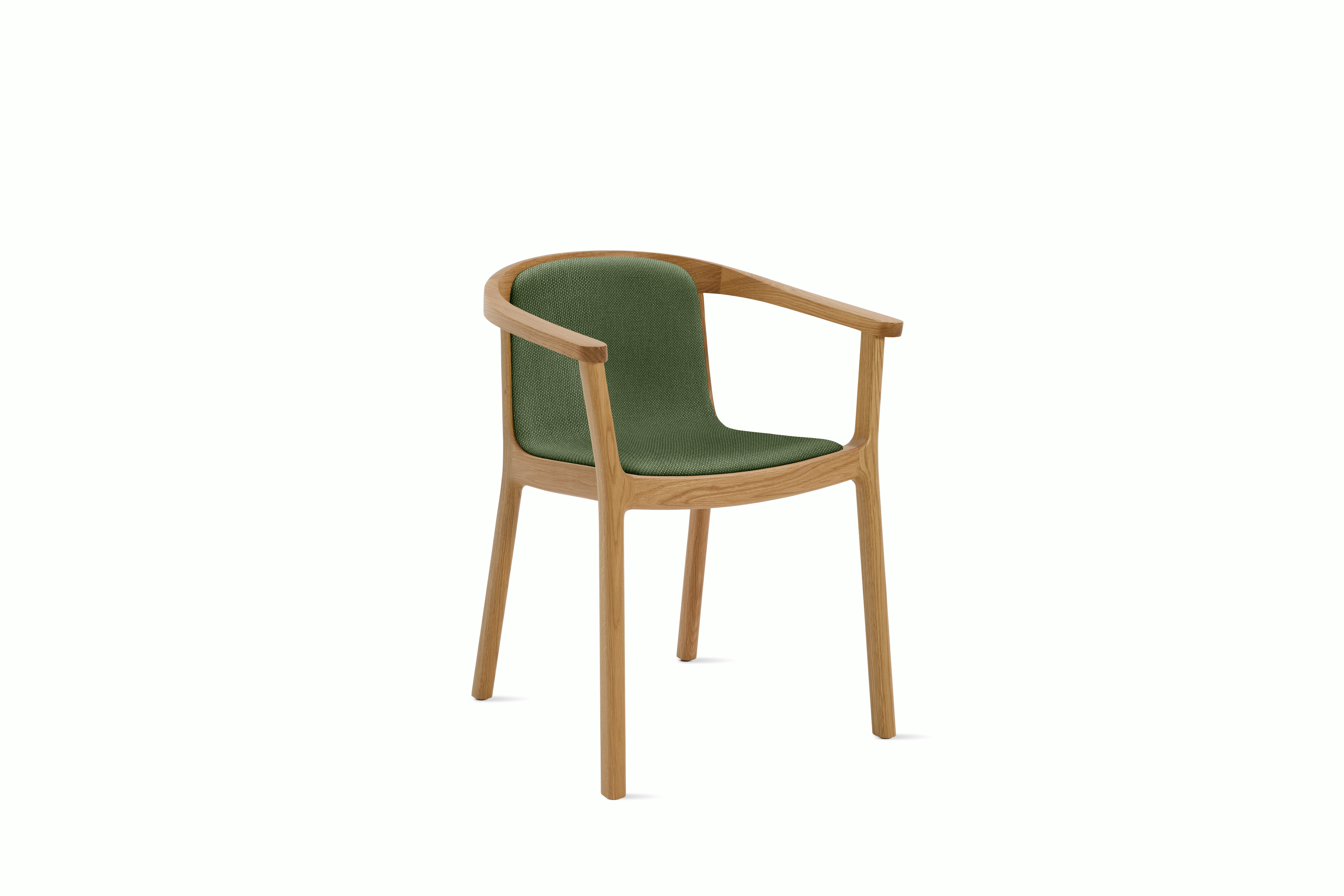 A Lijn Armchair in Genus Oak viewed from an angle.