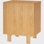 Nelson Basic Cabinet Series 3 drawer cabinet, standard square legs, cupcake pulls, in natural oak.