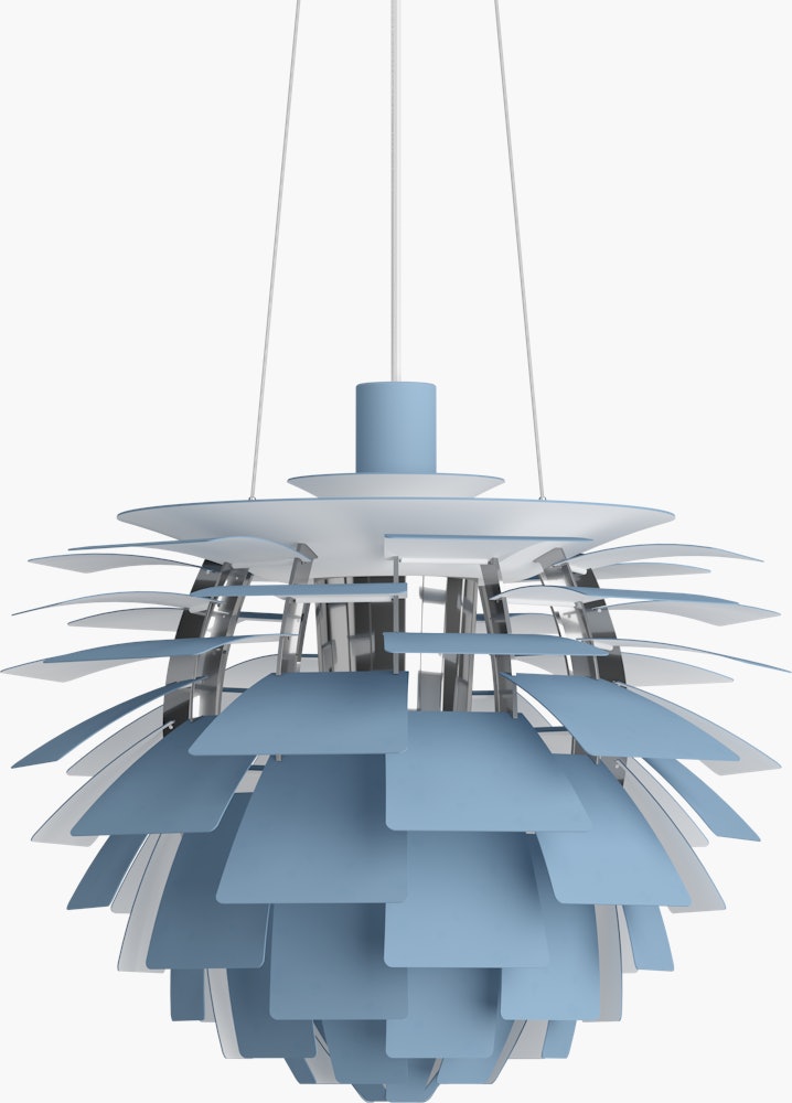 PH Artichoke Lamp, Small Smokey Blue and Chrome