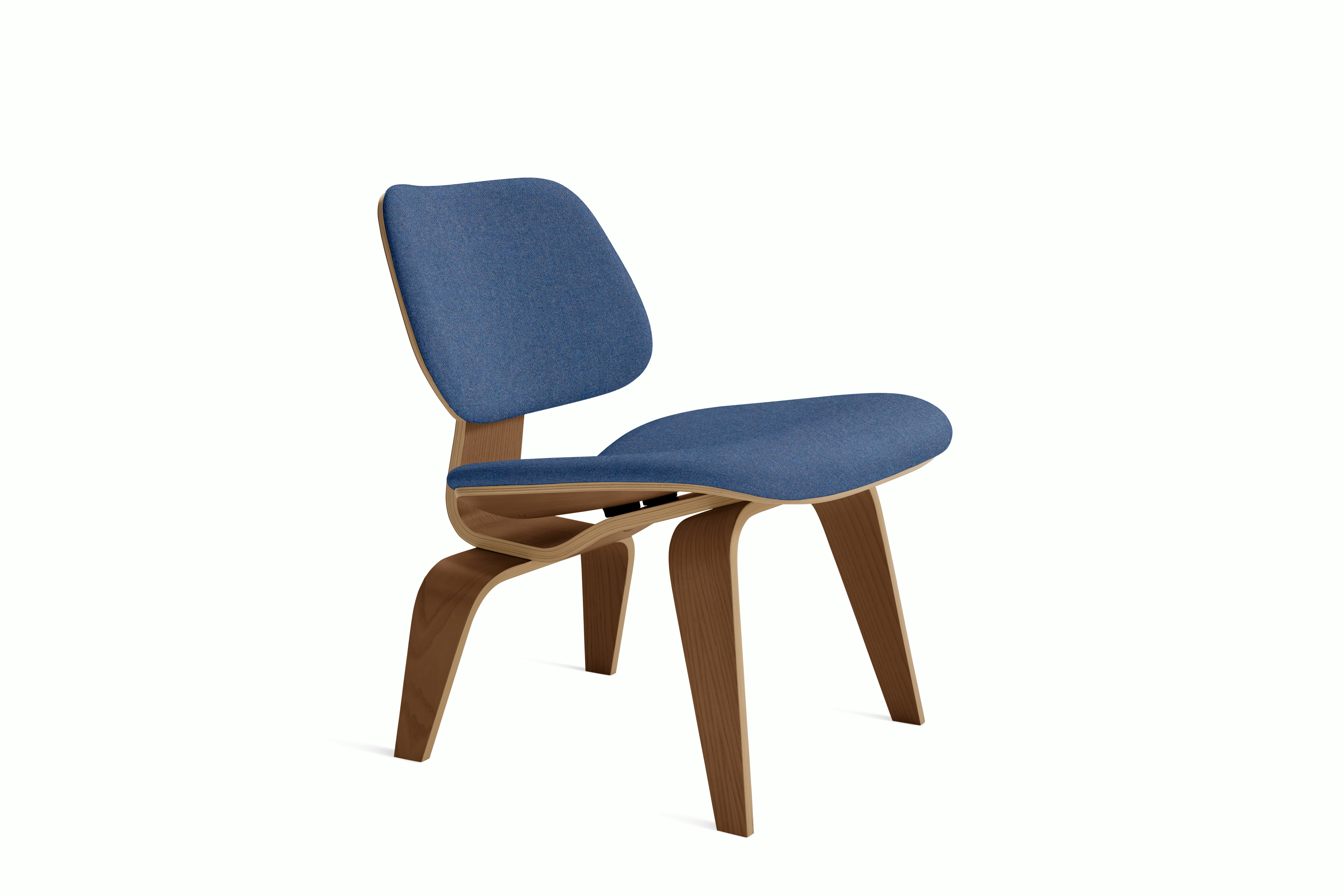 Eames Molded Plywood Lounge Chair Wood Base (LCW) - Upholstered,  Ebony,  Whim,  Navy