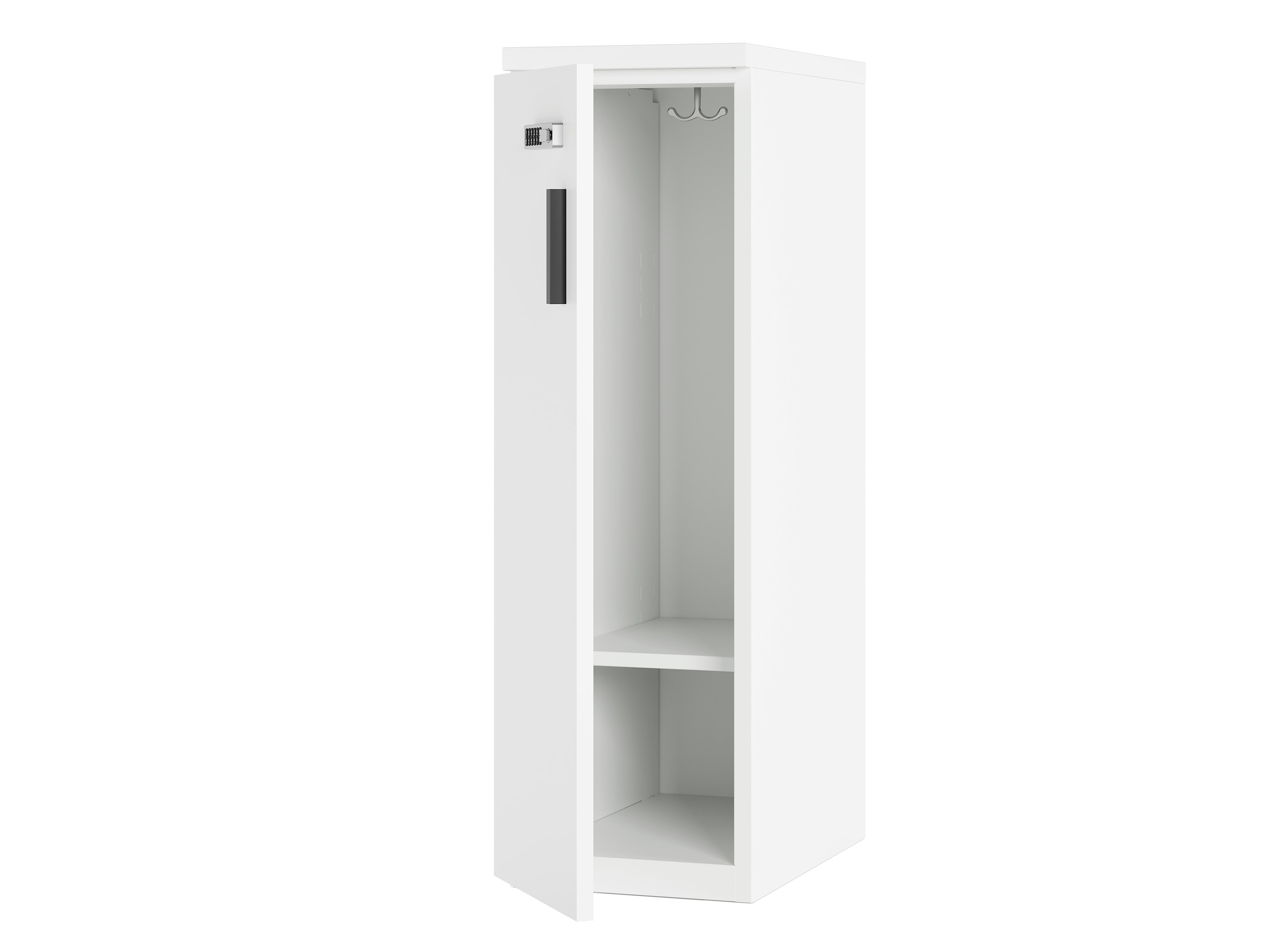A white Series 2 locker with one open doors.