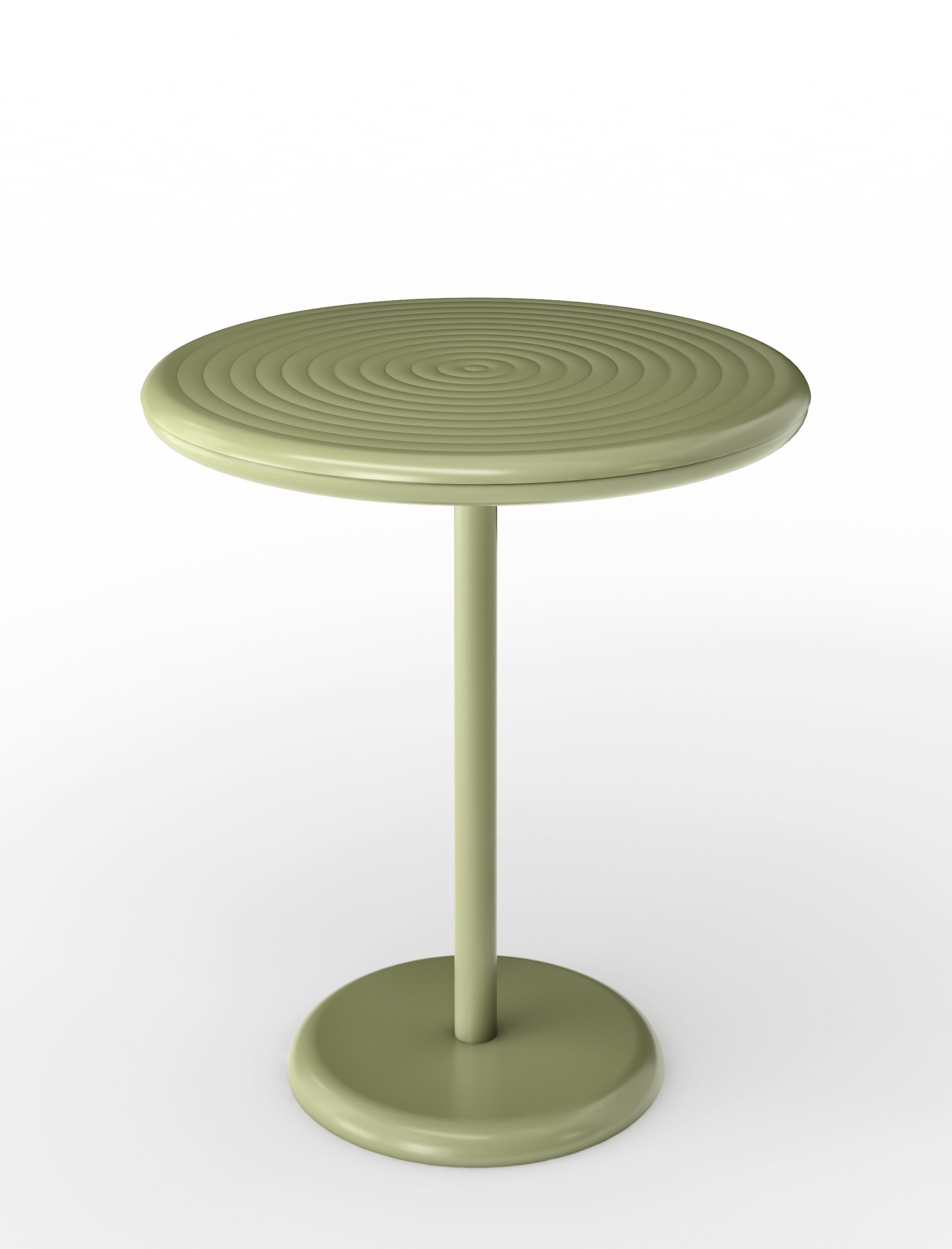 A Groove Outdoor Cafe Table in Moss viewed from the front.