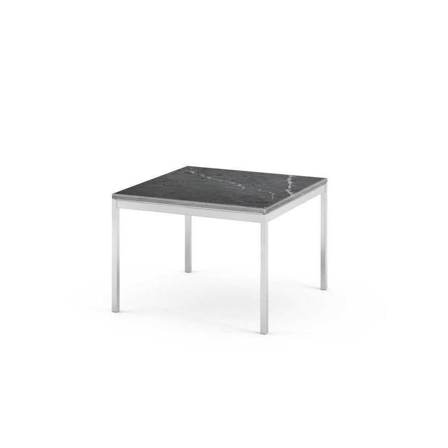 Florence Knoll Square Coffee Table - Standard, 23 x 23, Satin Grigio Marquina, Polished Chrome