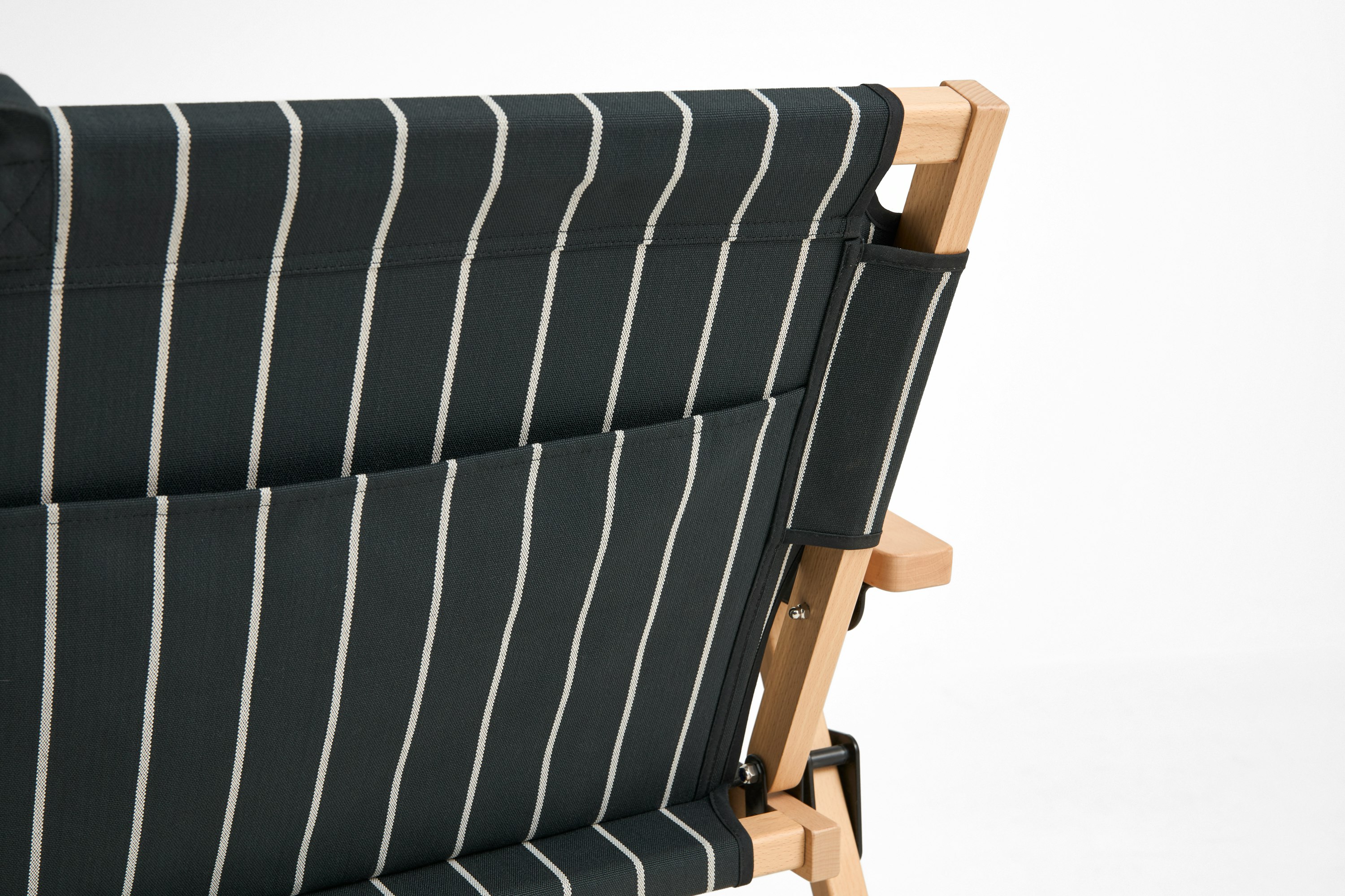 Outdoor Market Folding Sofa - Black With Beige Stripe