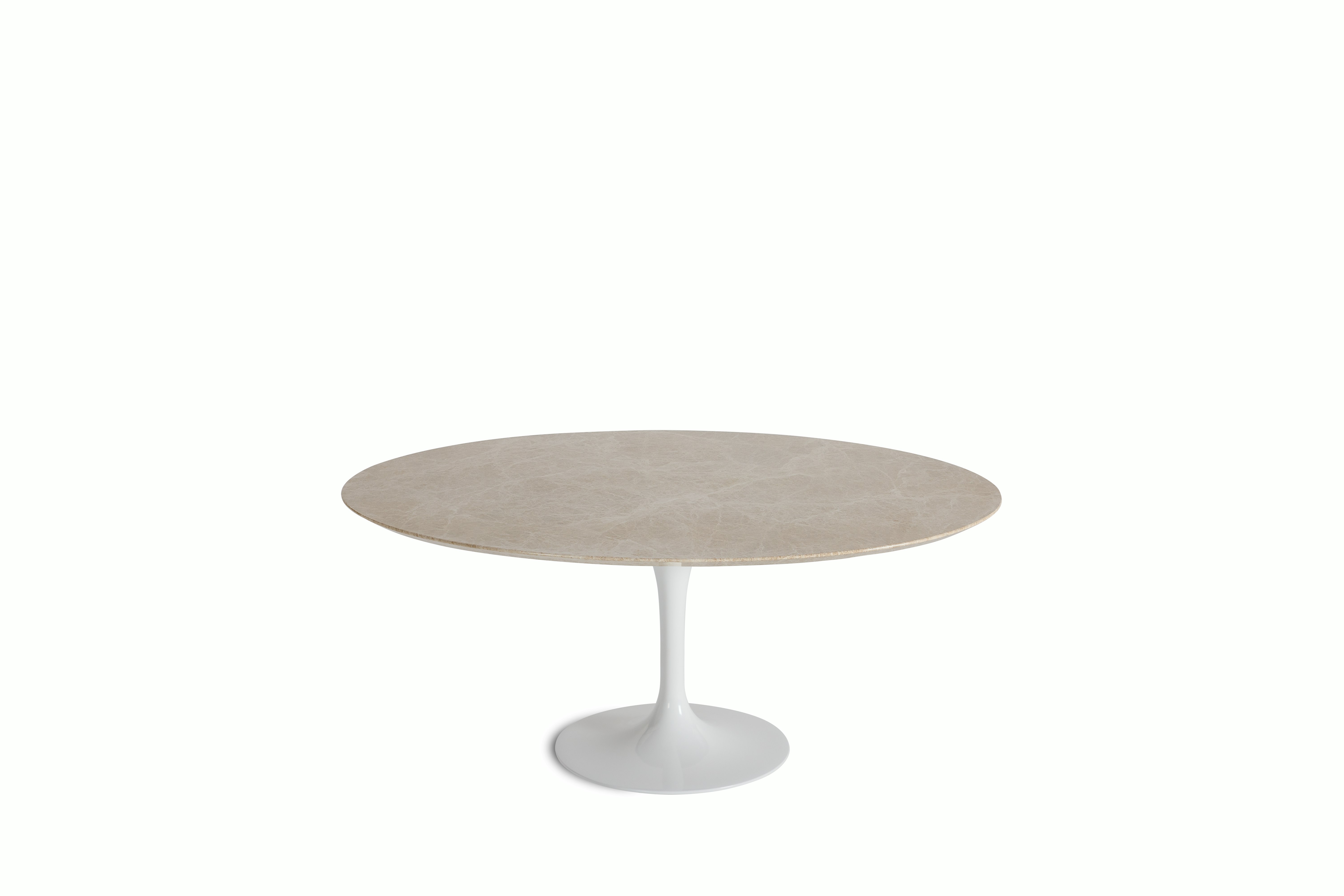 Saarinen Coffee Table - 42 Inch, Round, Polished Emperado Light, White Base