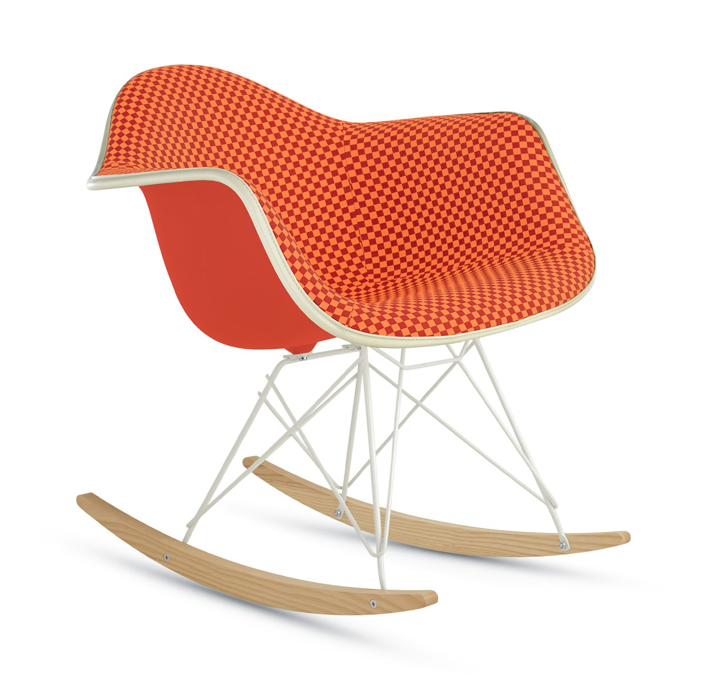 Eames Upholstered Molded Plastic Armchair,  Rocker Base