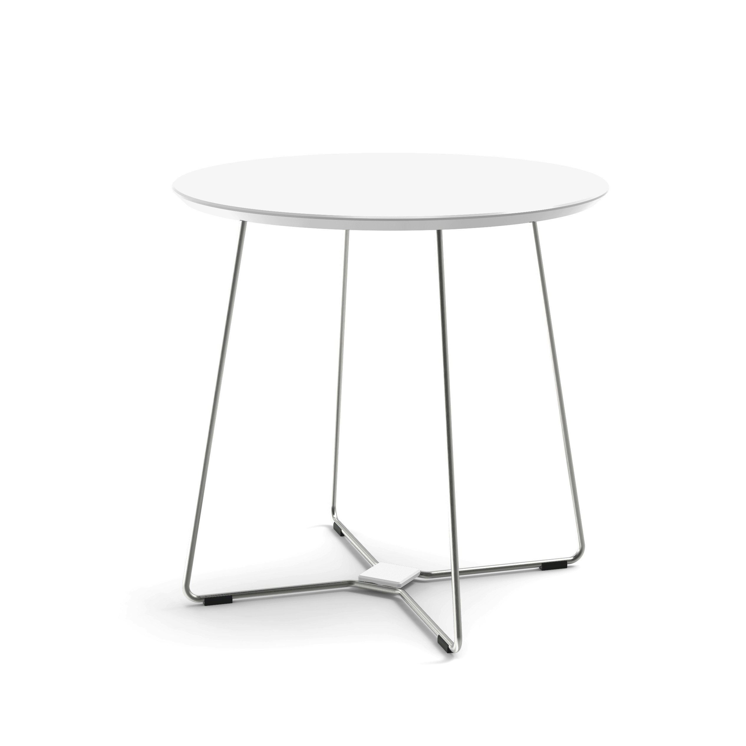 Keene Dining Table - White, Stainless Steel
