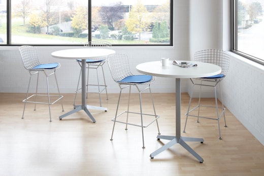 Dividends Skyline High Meeting Table with Bertoia bar stools