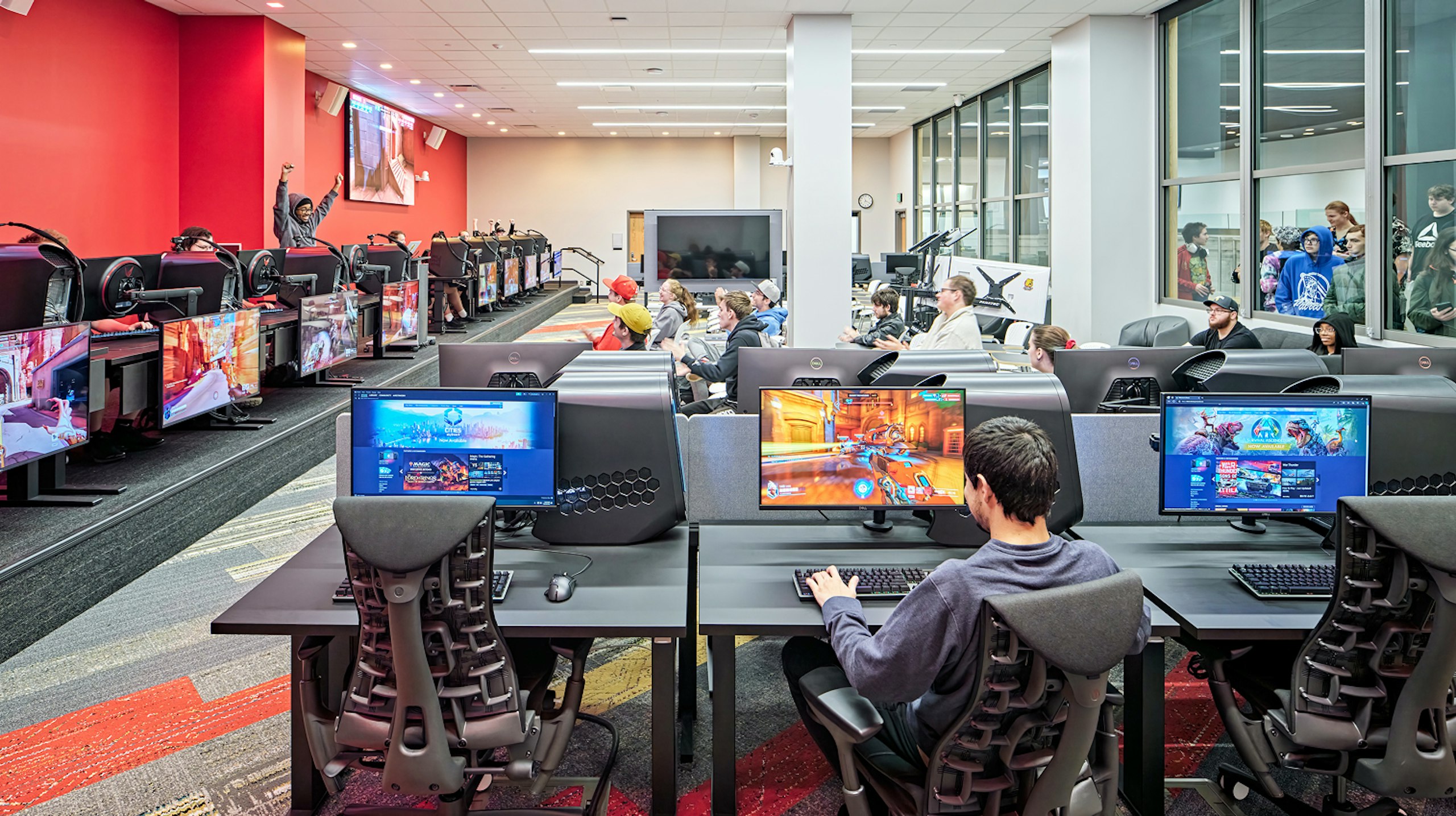 Students utilizing the Ferris Esports Arena at Ferris State University