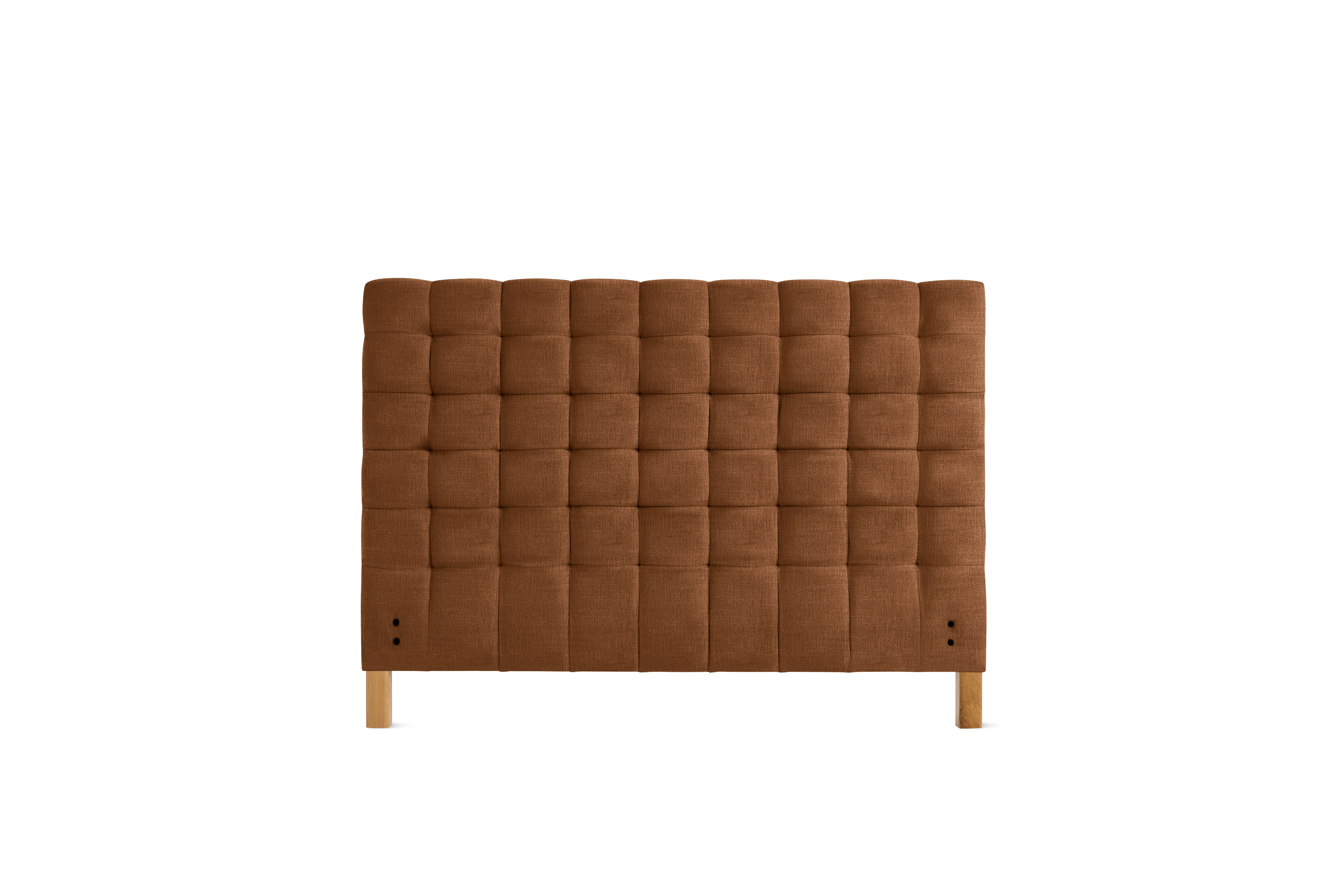 A Madeleine Headboard in Crypton Robusta, Rattan, Oak viewed from the front.