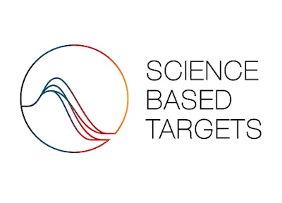 A multicolored illustration of lines on a graph sloping down next to the words Science Based Targets