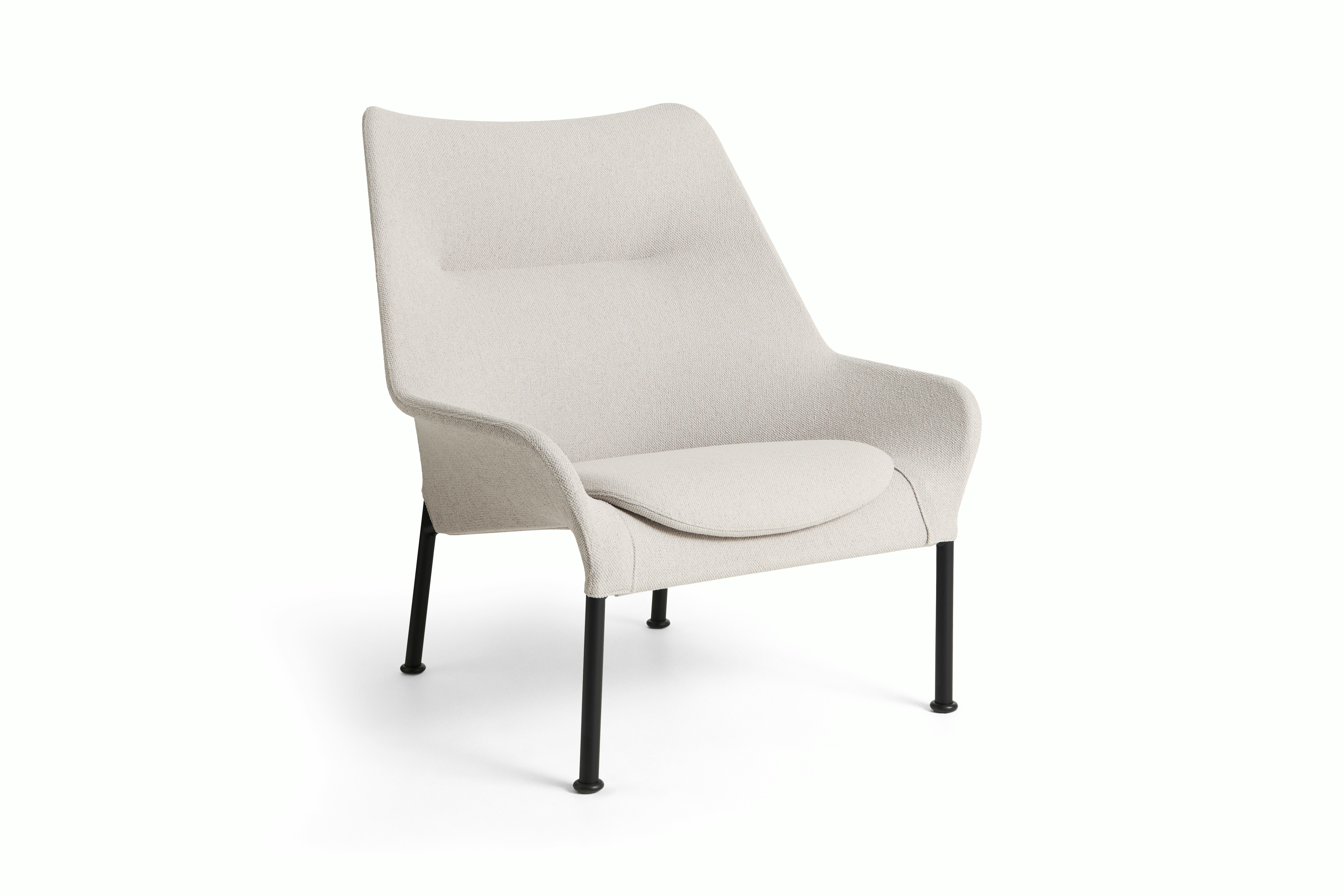 Light Grey O2 Lounge Chair with black base, angled front view on white background.