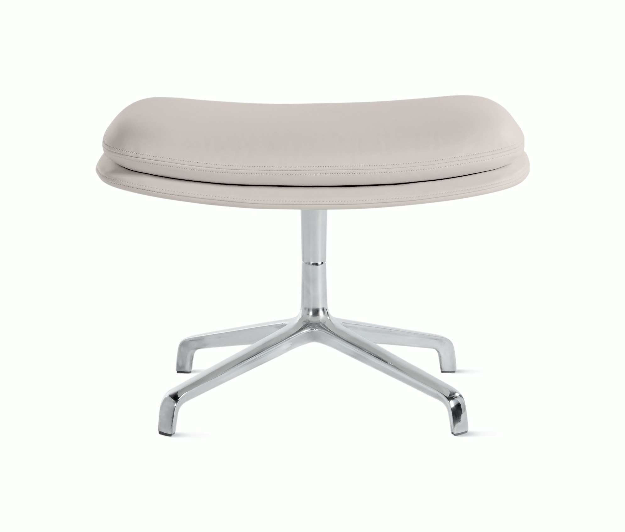 Striad Ottoman in 4-Star Base Polished Alumium Prone Leather,  Lotus