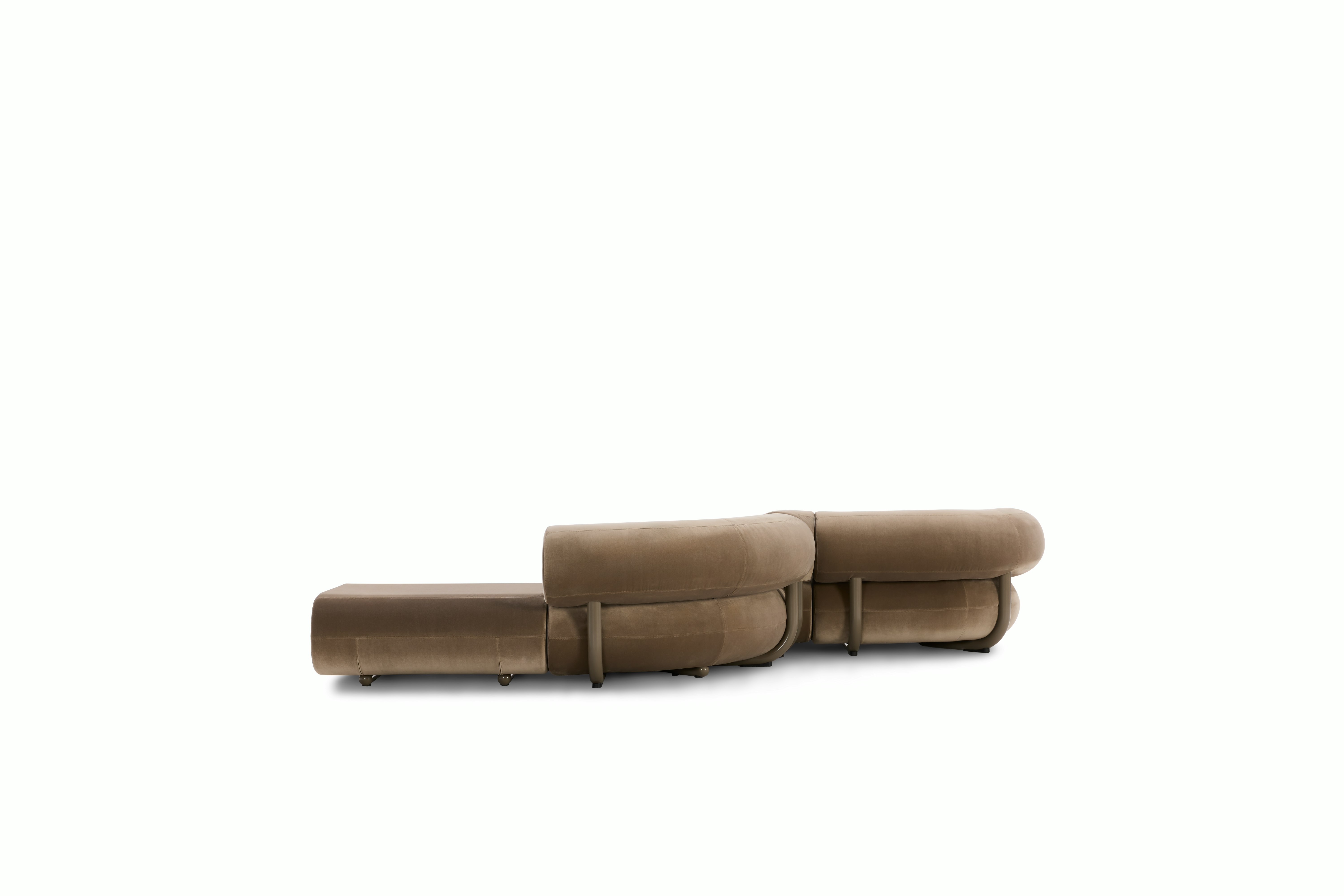 Fat Curvy Sectional Sofa - royal-velvet,  almond