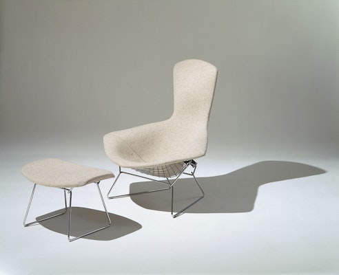 Bertoia Bird Chair and Ottoman with white cover