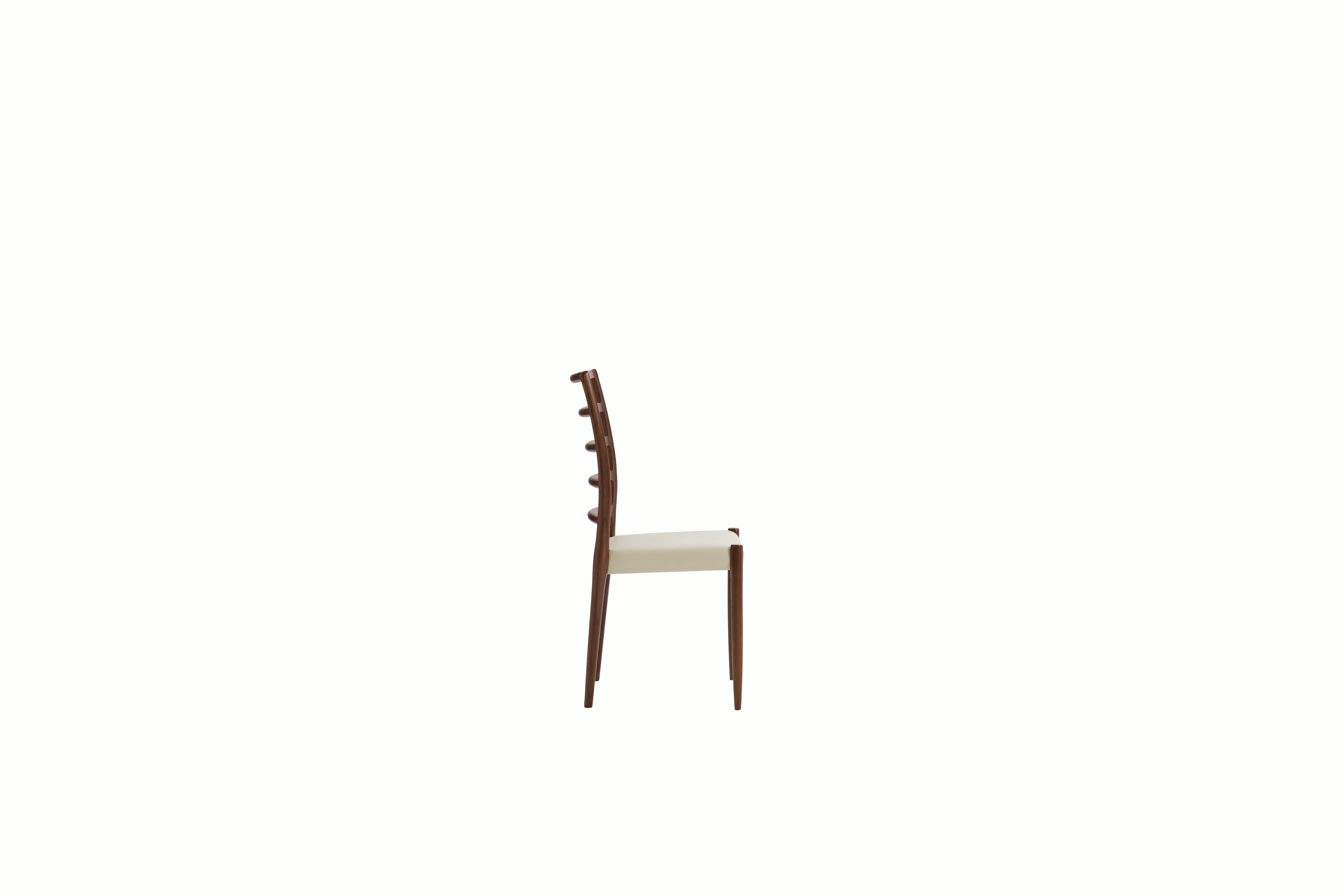 Moller 82 Side Chair - walnut,  ivory leather