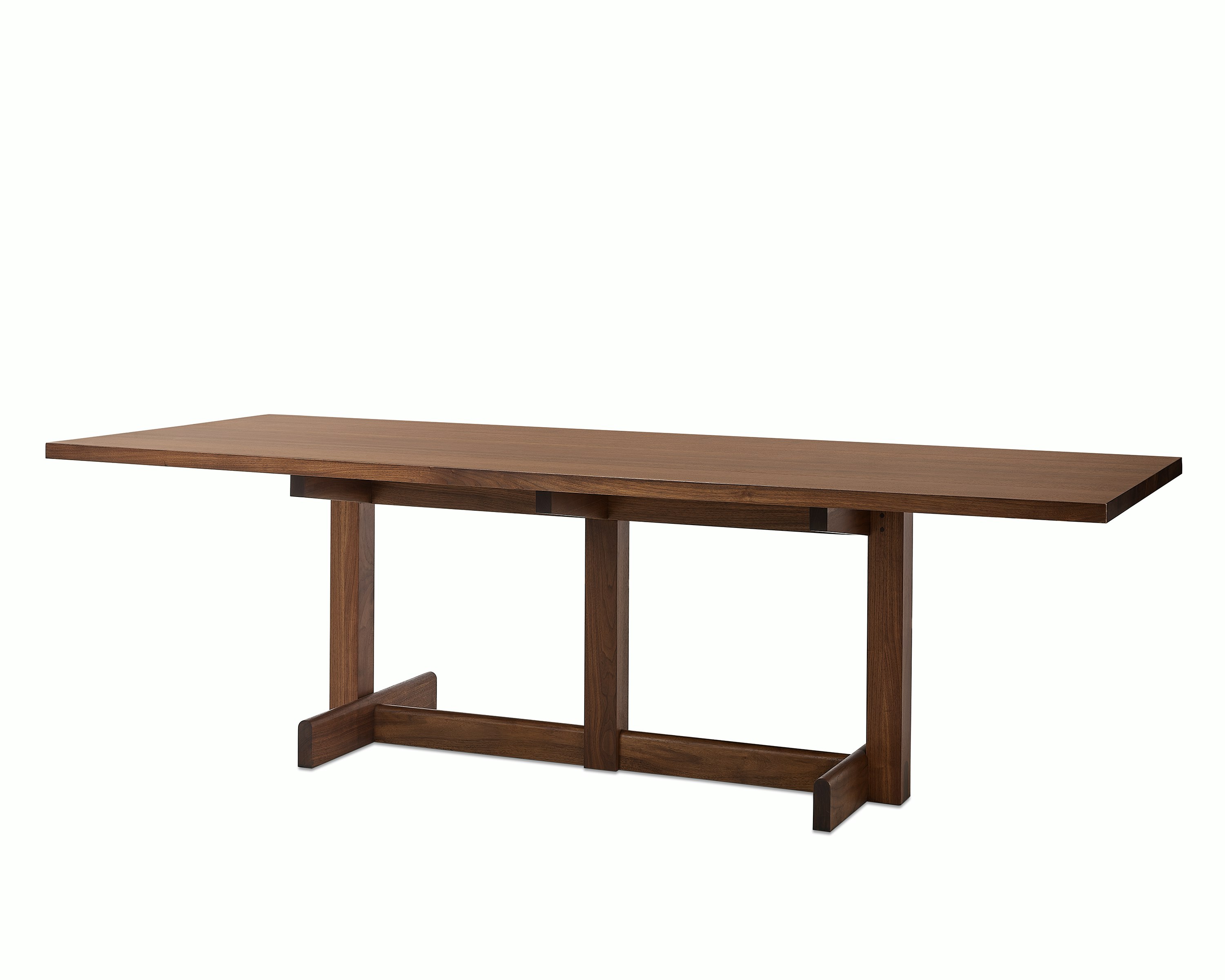 Dark brown Land Table, viewed from an angle.