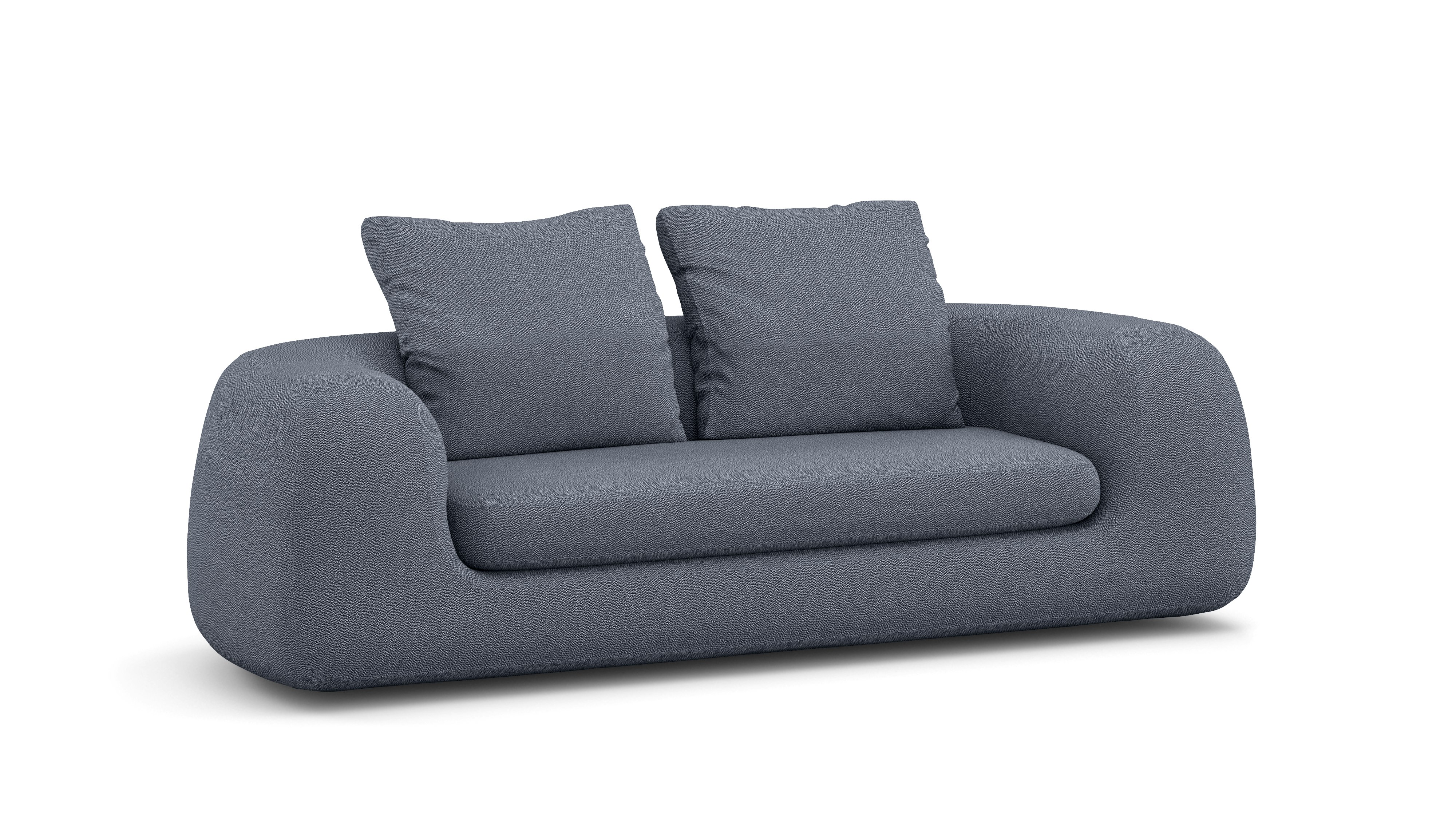 A Atlason Americano Sofa in Turf, Blue Grey viewed from an angle.
