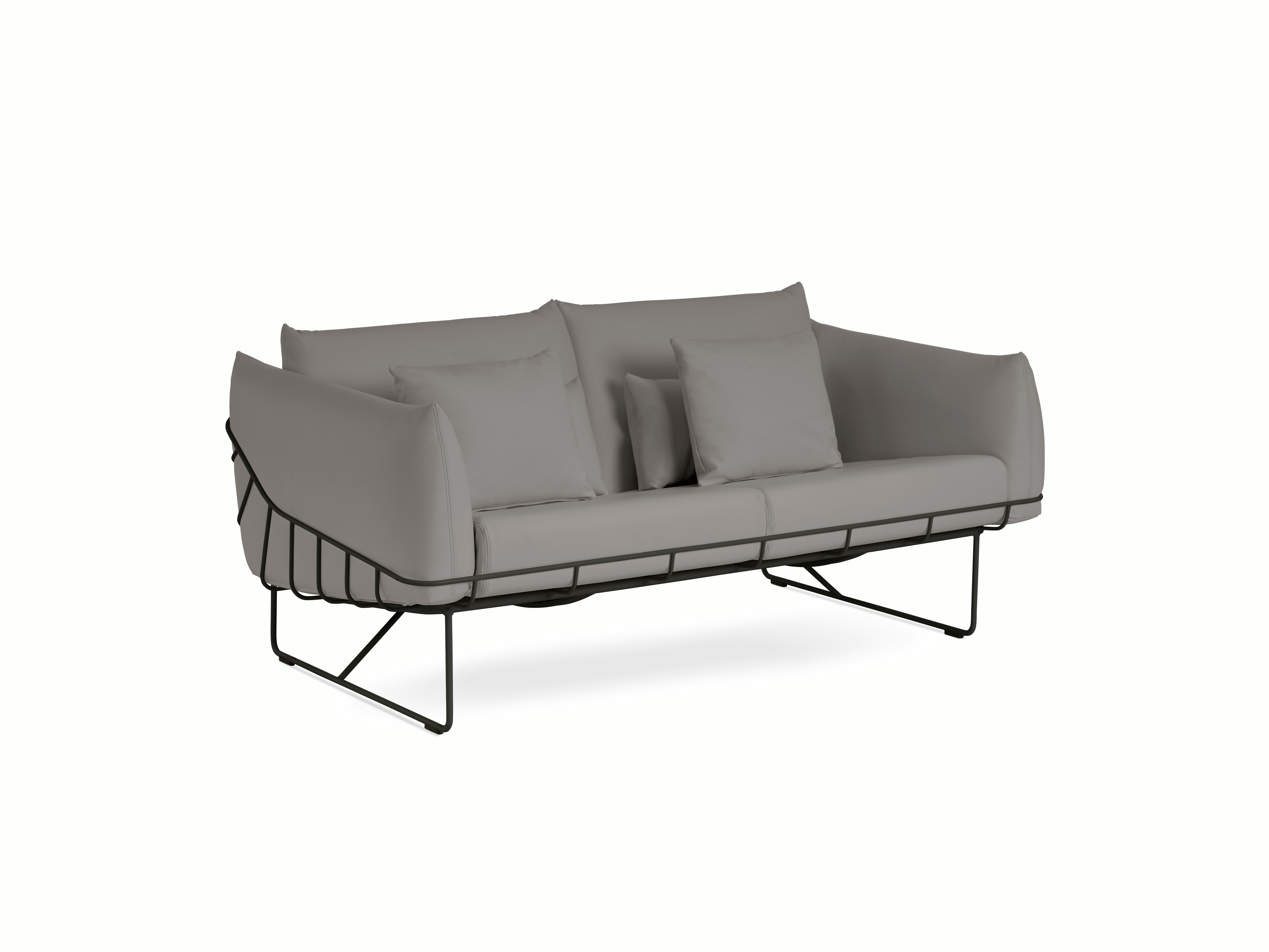 Wireframe Sofa -  2-Seat,  Prone Leather,  Script,  Black