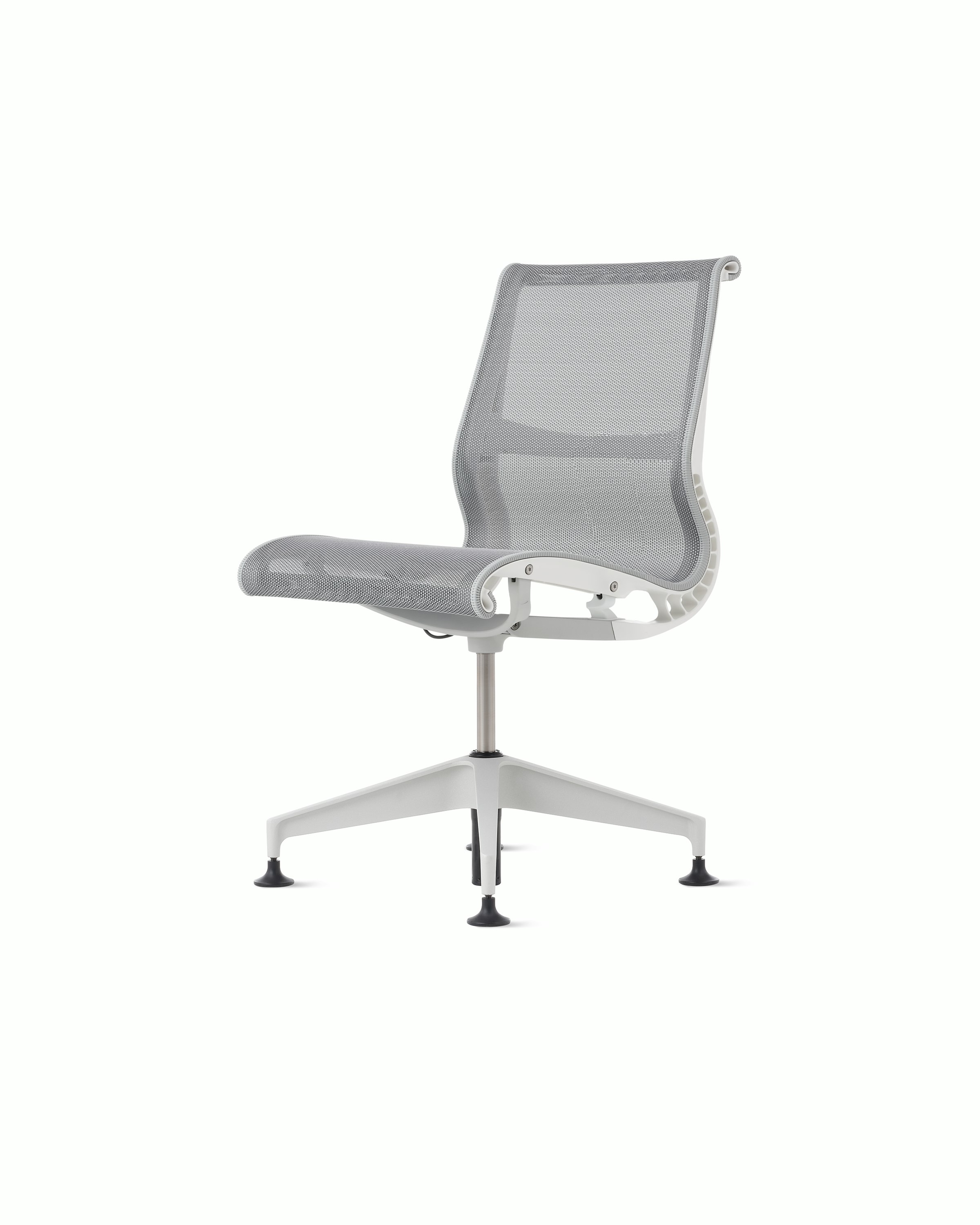 Setu Side Chair - No Arms,  Intercept,  Mineral,  Studio White,  Silver Alloy,  Glide