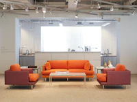 D'Urso small contract sofa in orange upholstery