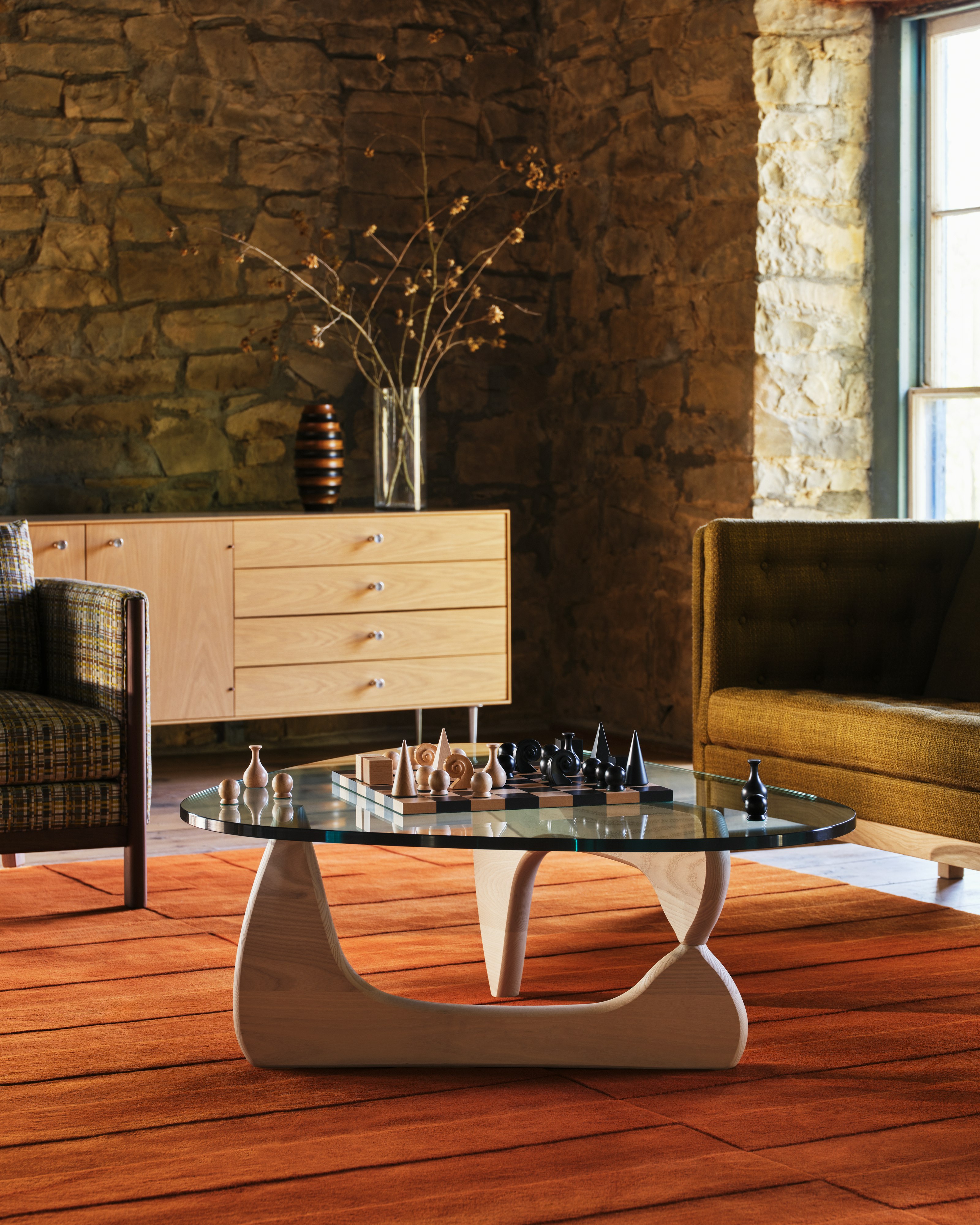 Noguchi Table in oak in a living room