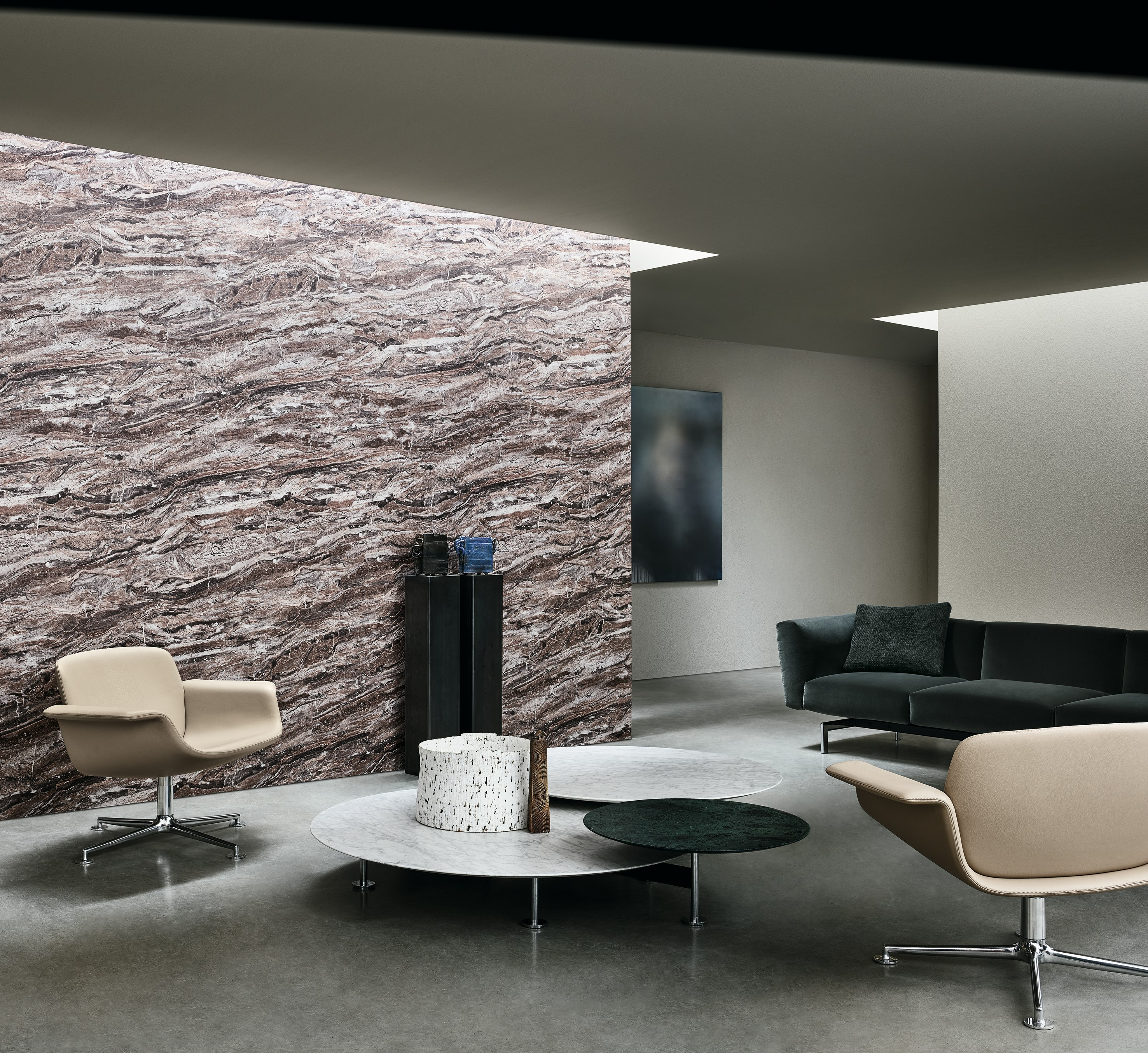 kn01 swivel lounge chair piero lissoni leather grasshopper table polished aluminum