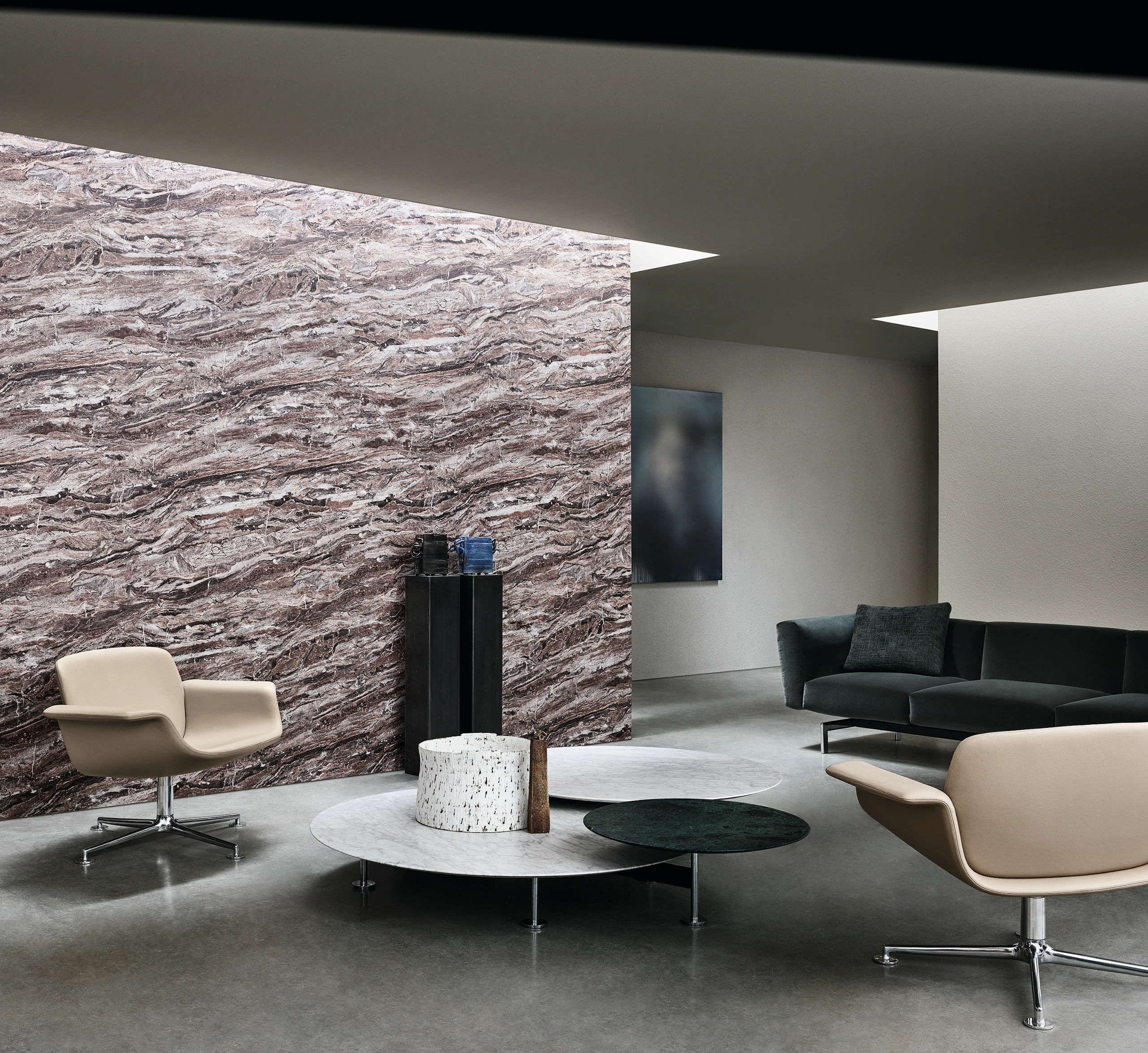 kn01 swivel lounge chair piero lissoni leather grasshopper table polished aluminum