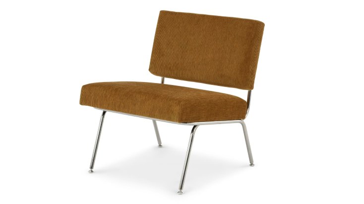 An angle view of a Florence Knoll Model 31 lounge chair.