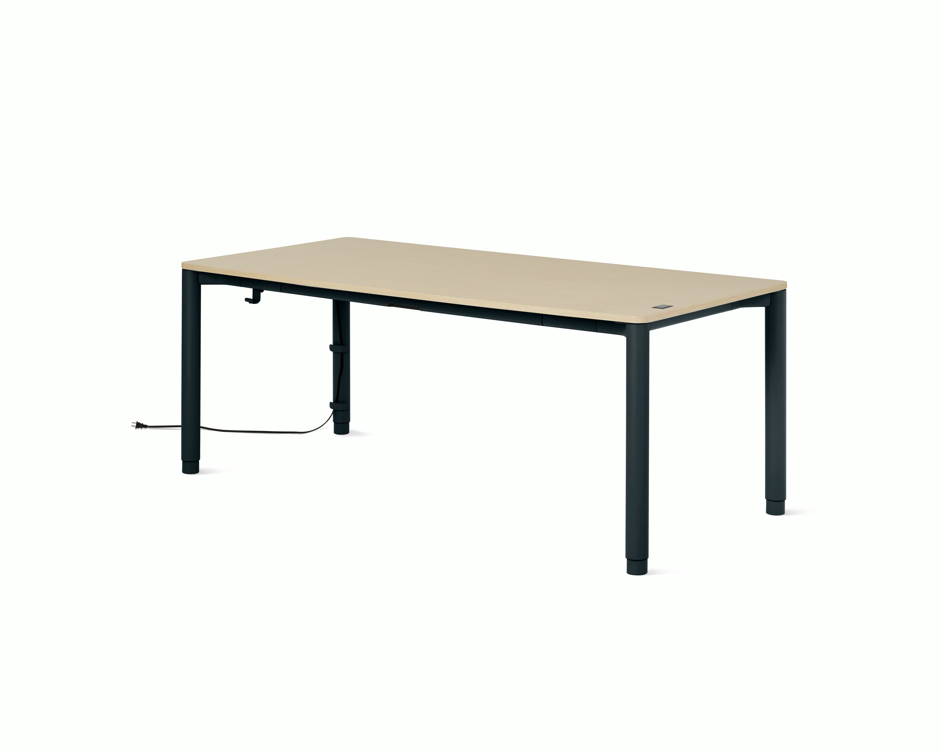 Spout S2S Table - 36" x 72"",  Veneer Clear on Ash,  Nightfall,  With Cable Tray,  With Storage Drawer,  Standard Height"