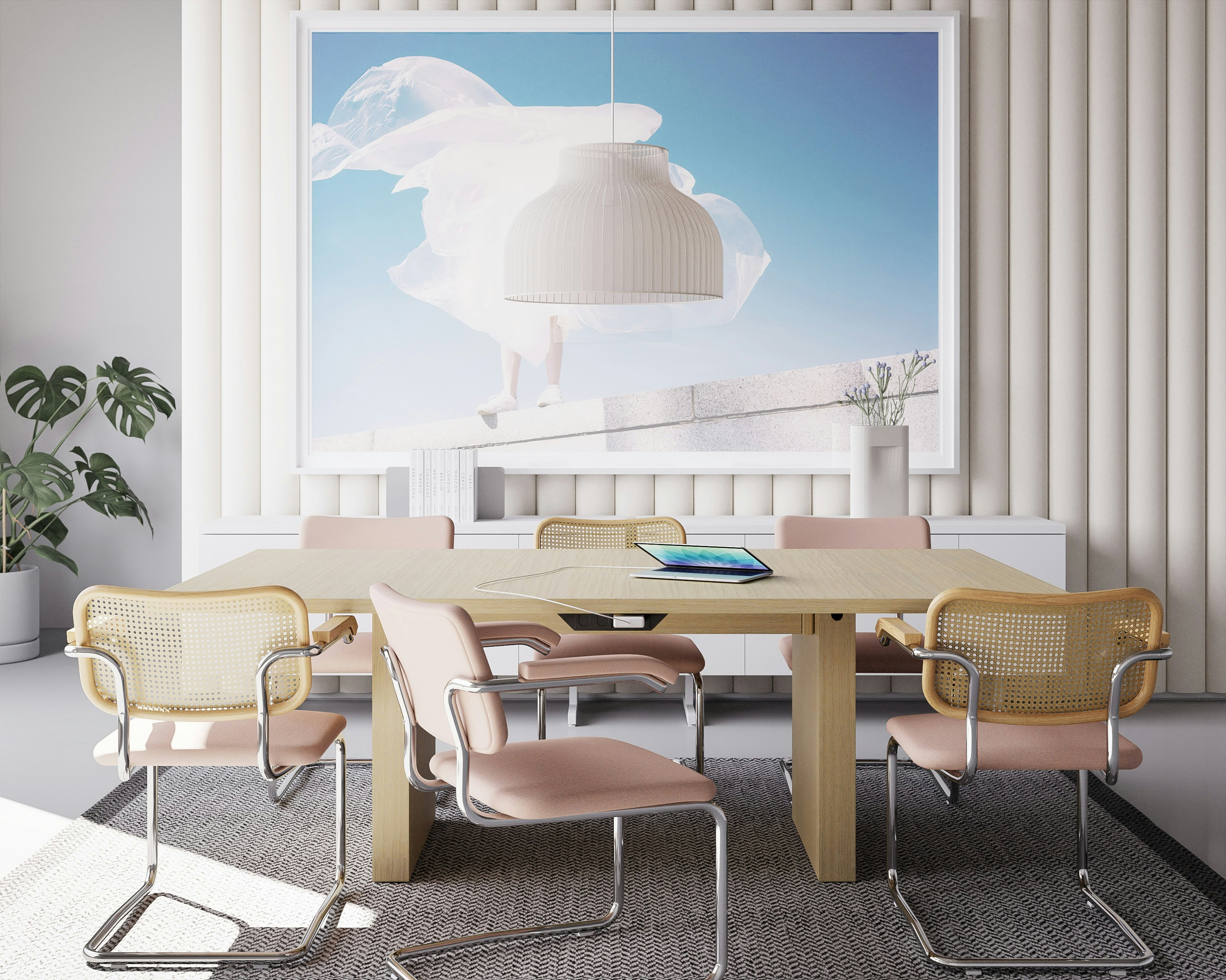 JD Conference Table with undermount technology in a meeting or conference room setting.