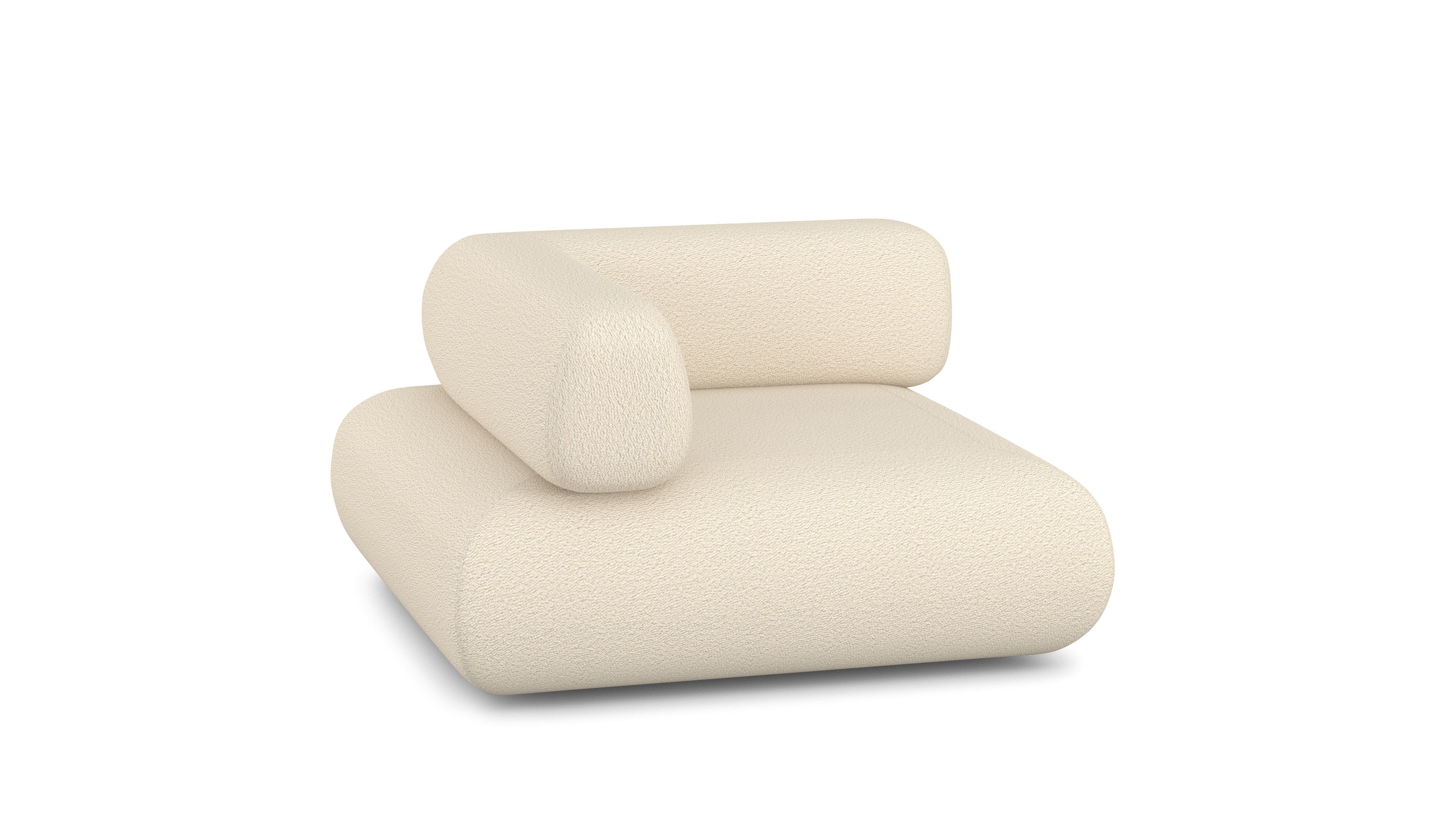 A Sval Corner Module in Cream viewed from an angle.