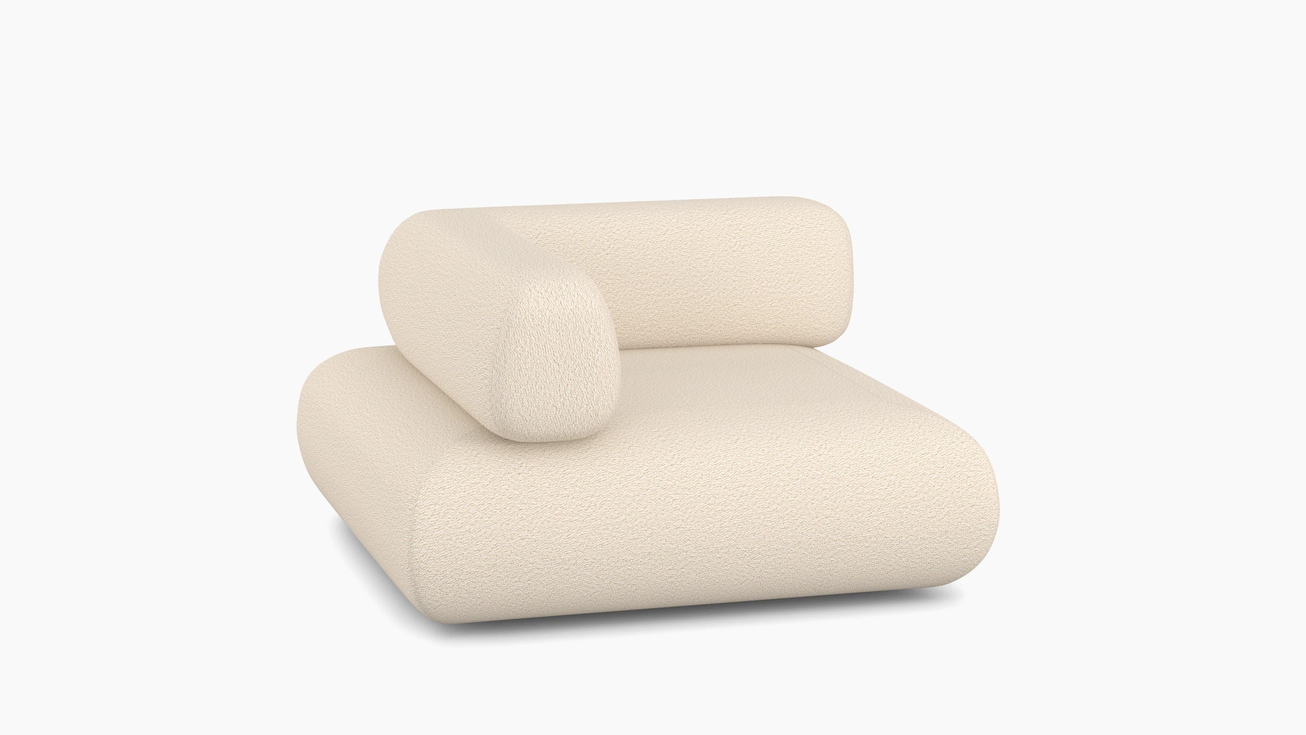A Sval Corner Module in Cream viewed from an angle.