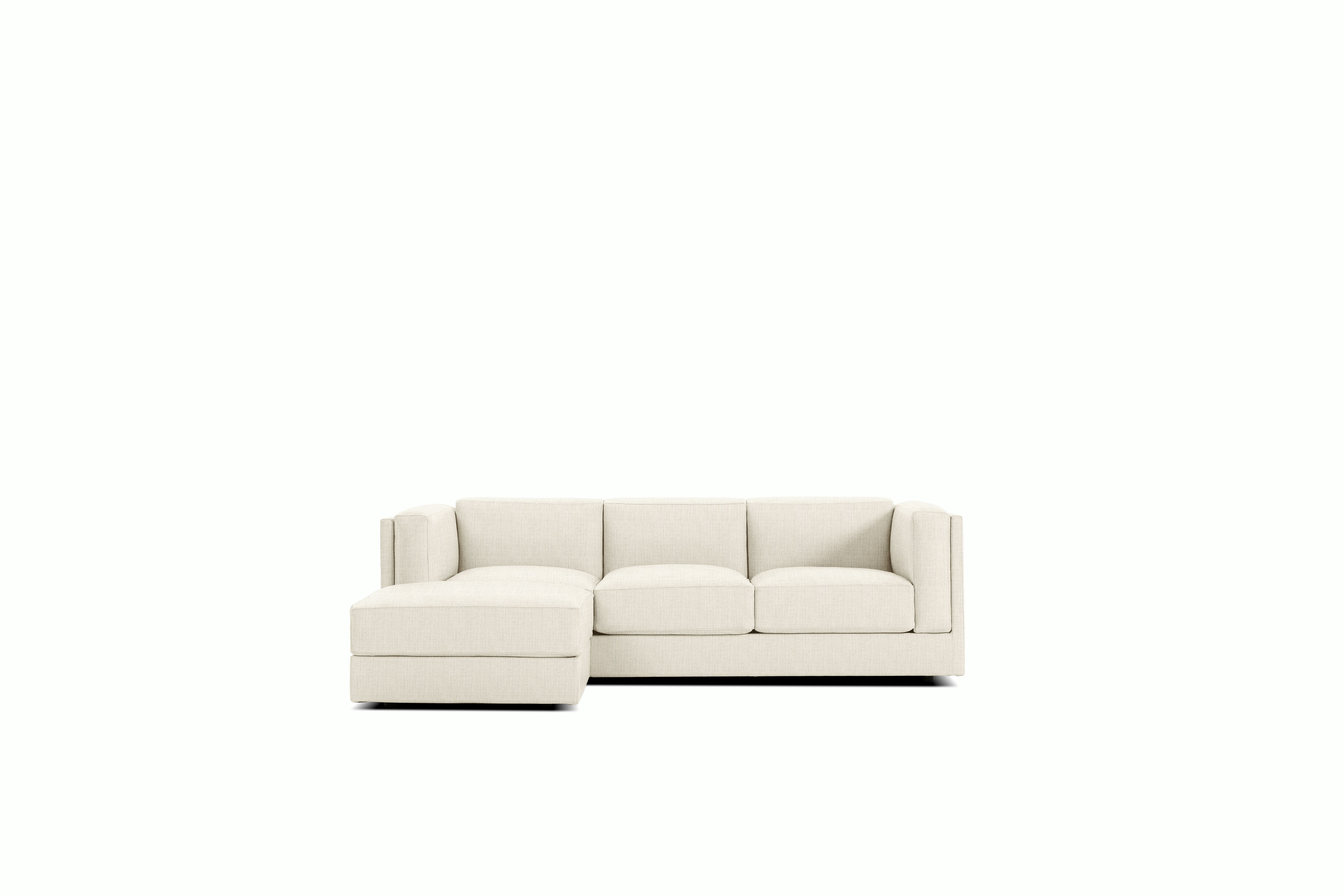 Symme Sectional Chaise - Fabric Frame, Pebble Weave, Ecru, Pebble Weave, Ecru