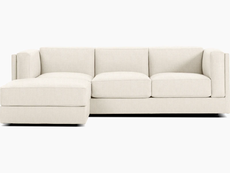 Symme Sectional Chaise - Fabric Frame, Pebble Weave, Ecru, Pebble Weave, Ecru