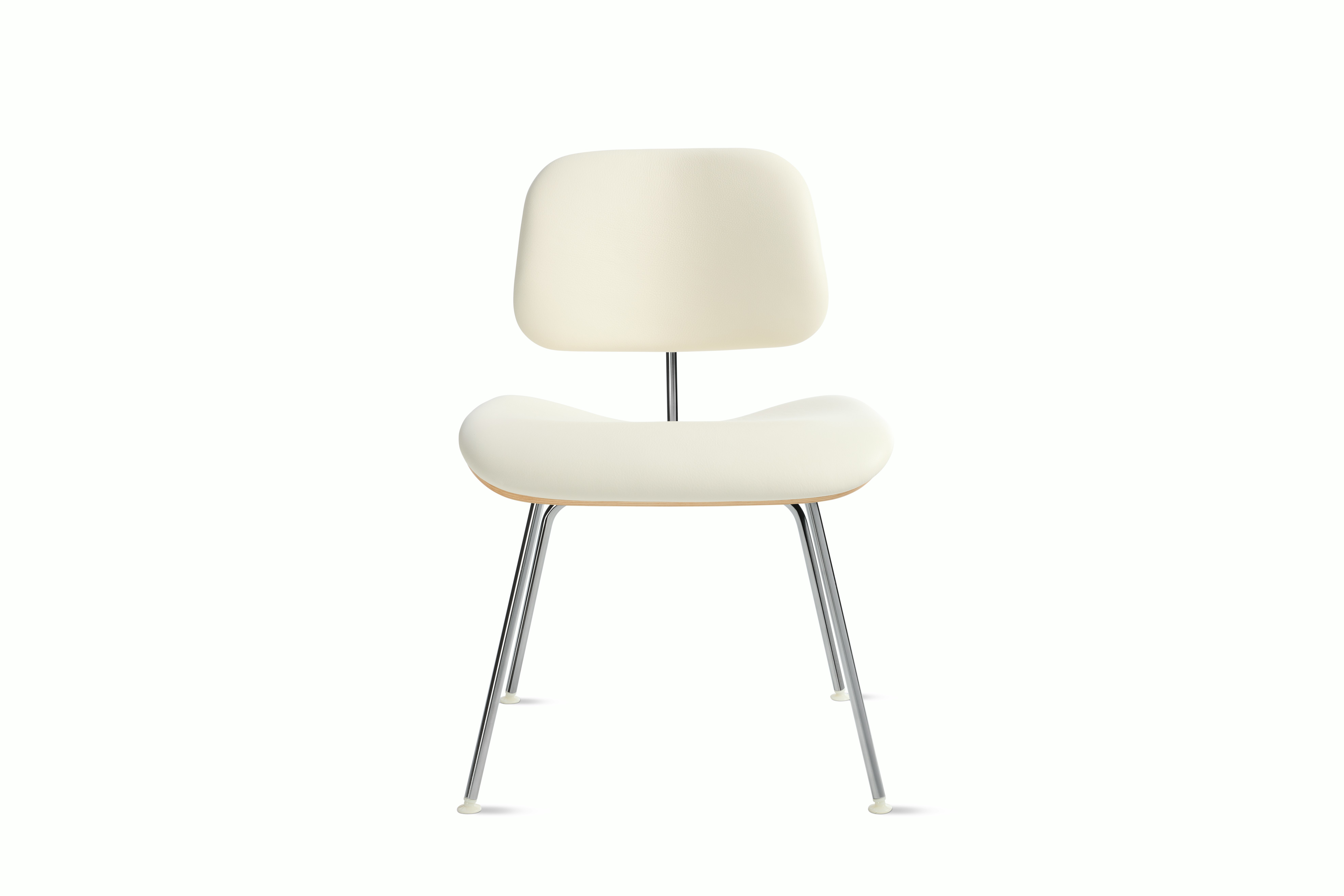 Eames Molded Plywood DCM - Upholstered,  Walnut,  Prone Leather,  Lotus,  Chrome