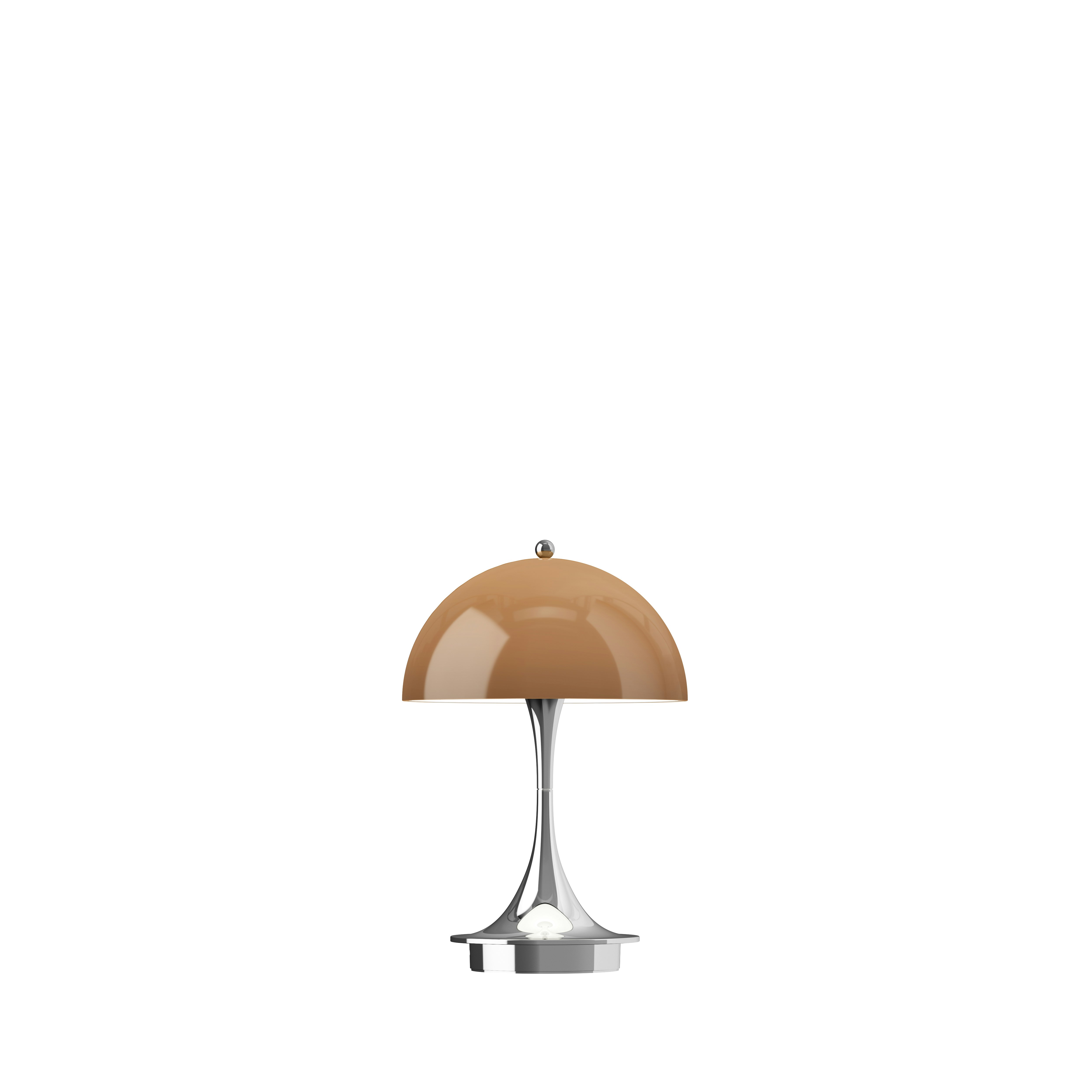 A Panthella Portable Lamp in Brown viewed from the front.