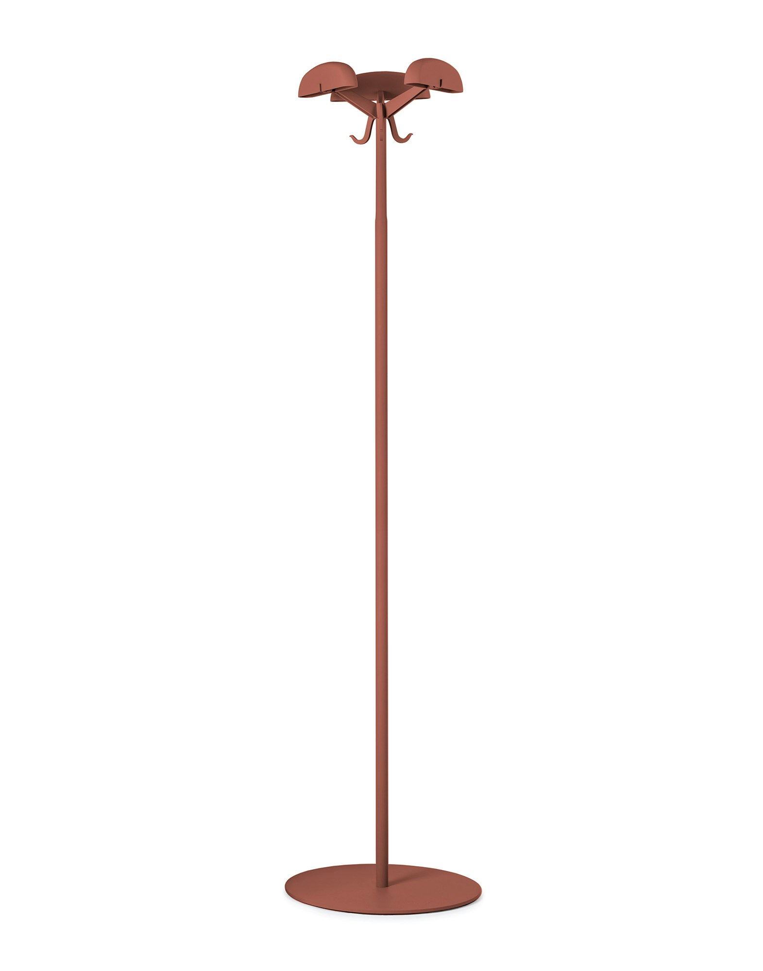 A Alta Tensione Coat Stand in Burgundy viewed from the front.