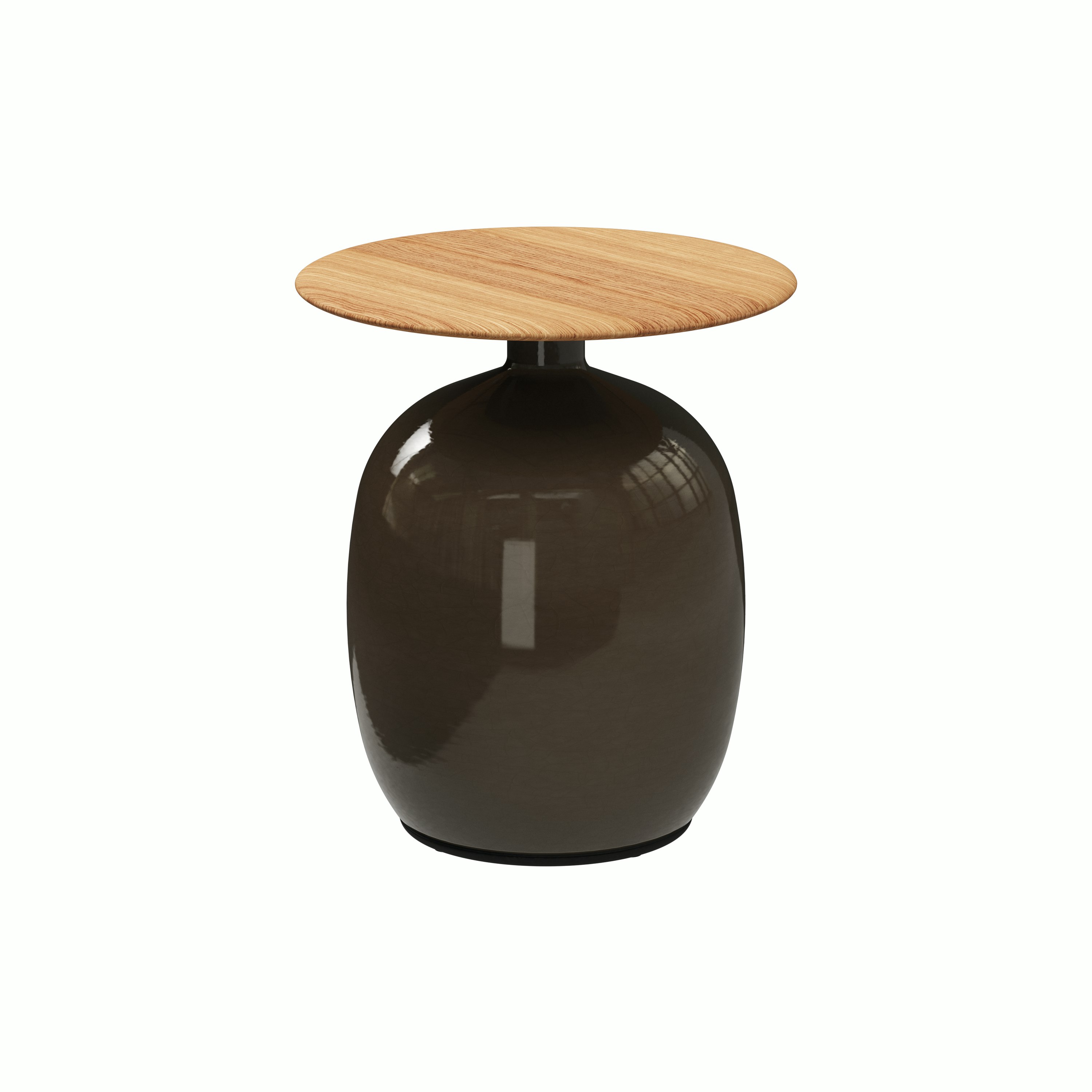 A Blow Side Table in Coffee Viewed from the front.