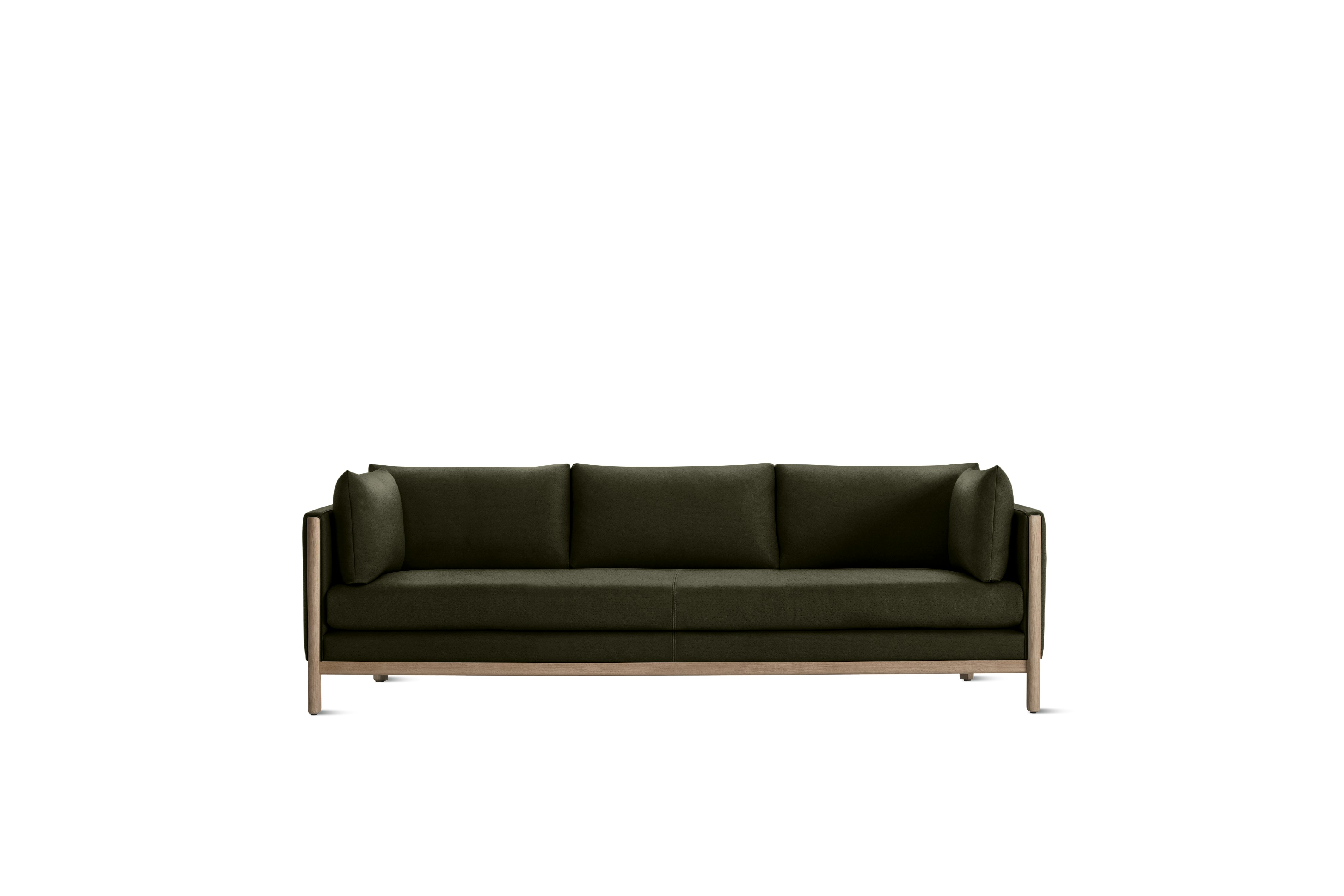 Emmy Sofa, 92 In, Crypton Sintra Velvet, Olive, Oak