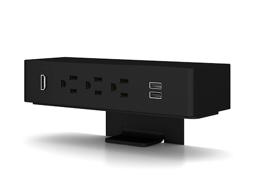 Clamp-On Electrical Outlet, 311, Black Body/Black Bracket