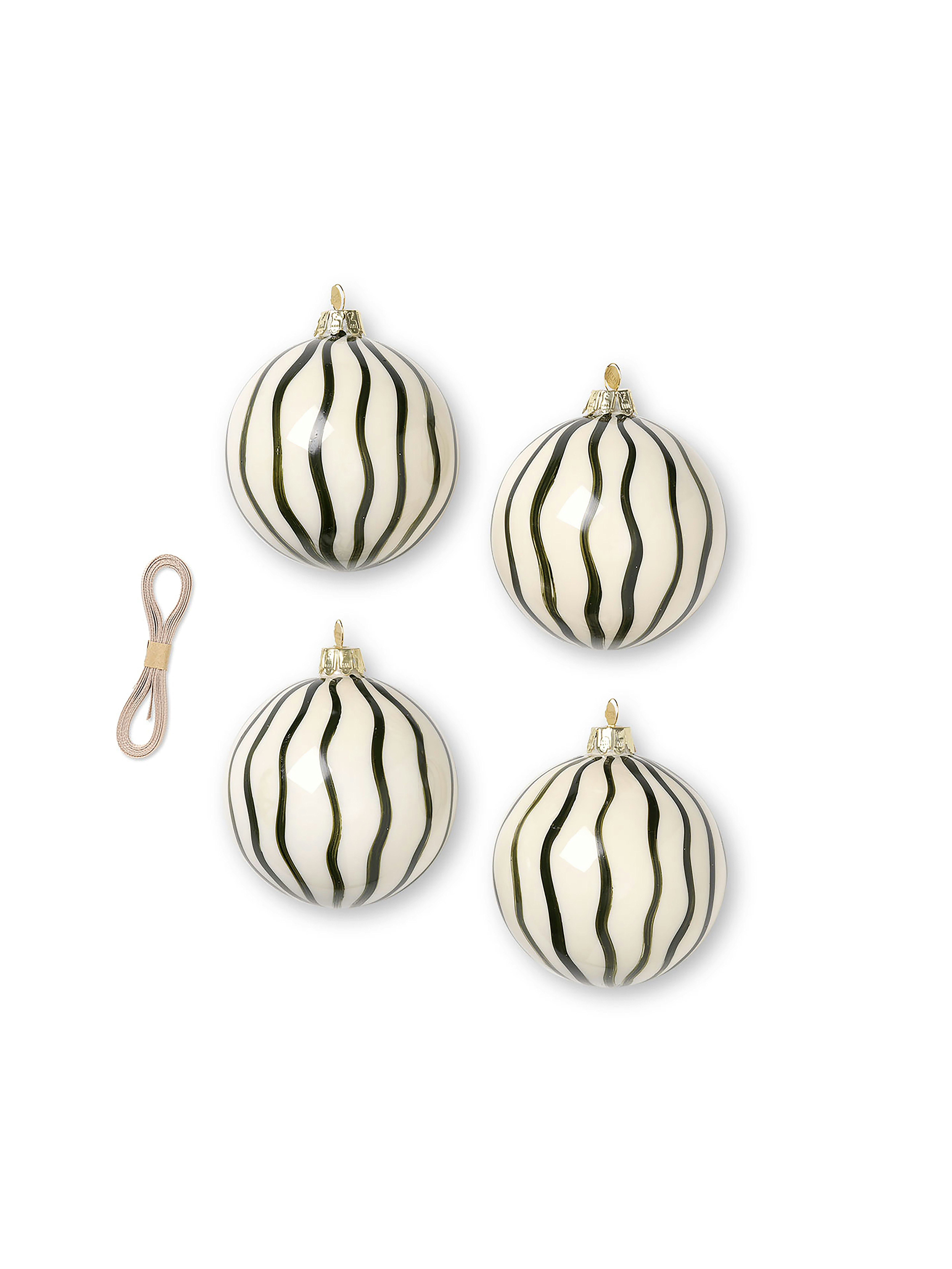 Hand-Painted Stripe Glass Ornaments - Set of 4