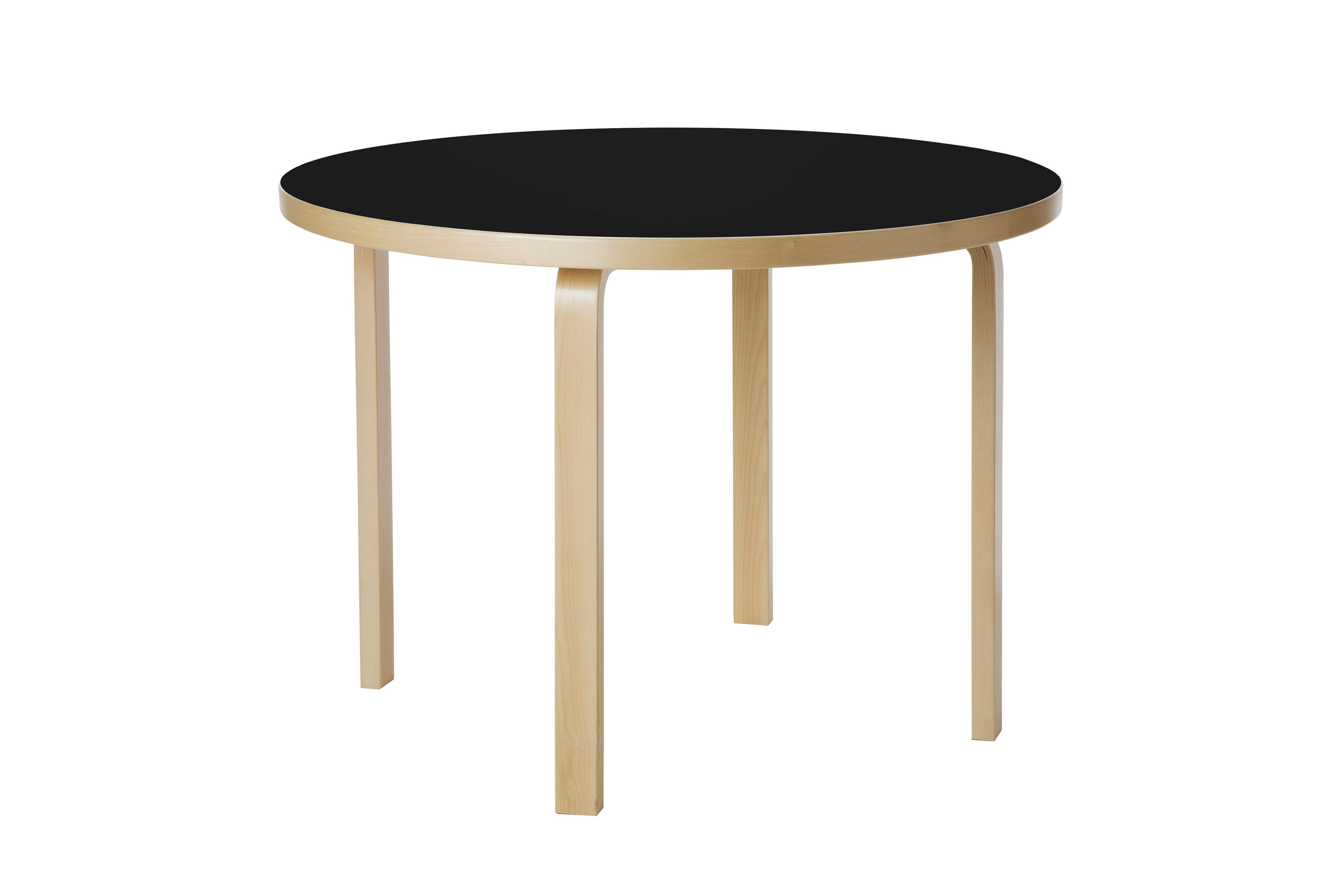 L-Leg Table - Round, 49 Inch , Black Linoleum