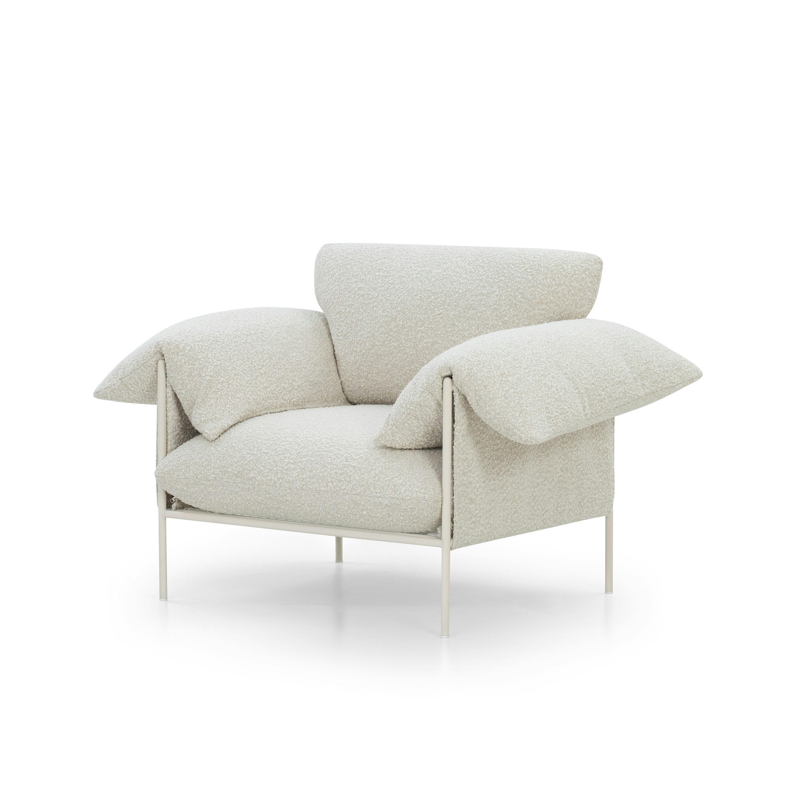 A Alva Chair in La Creme with a Nougat Cream finish viewed from an angle