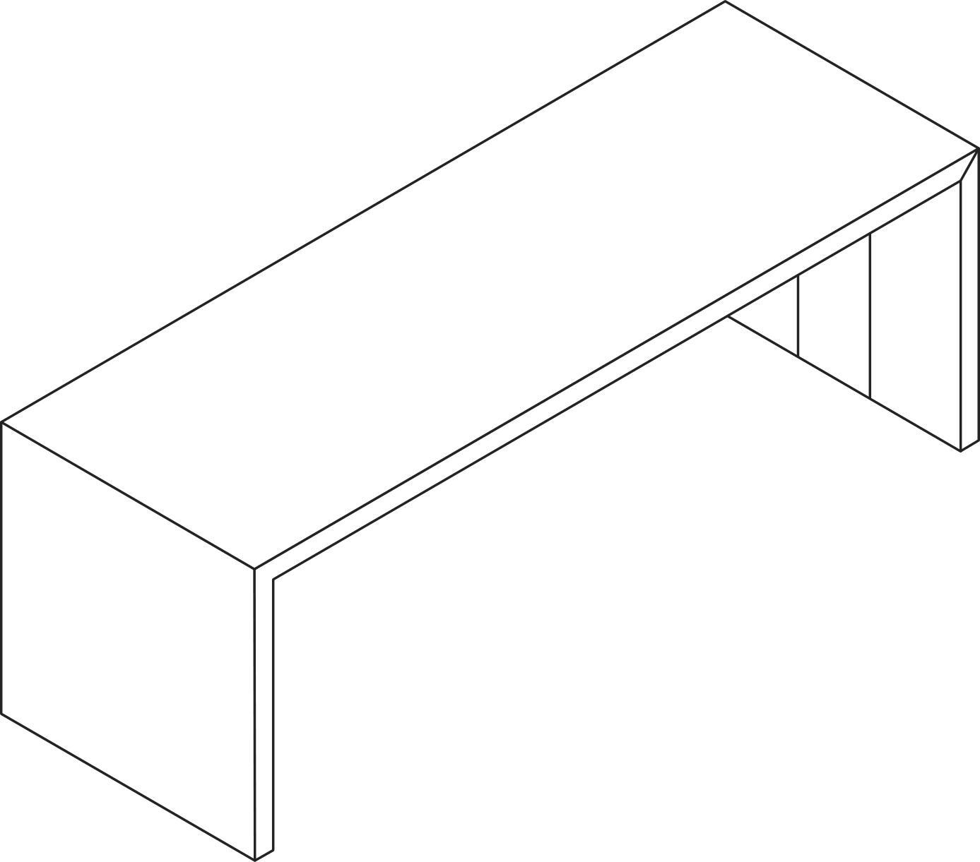 A line drawing - JD Waterfall Table